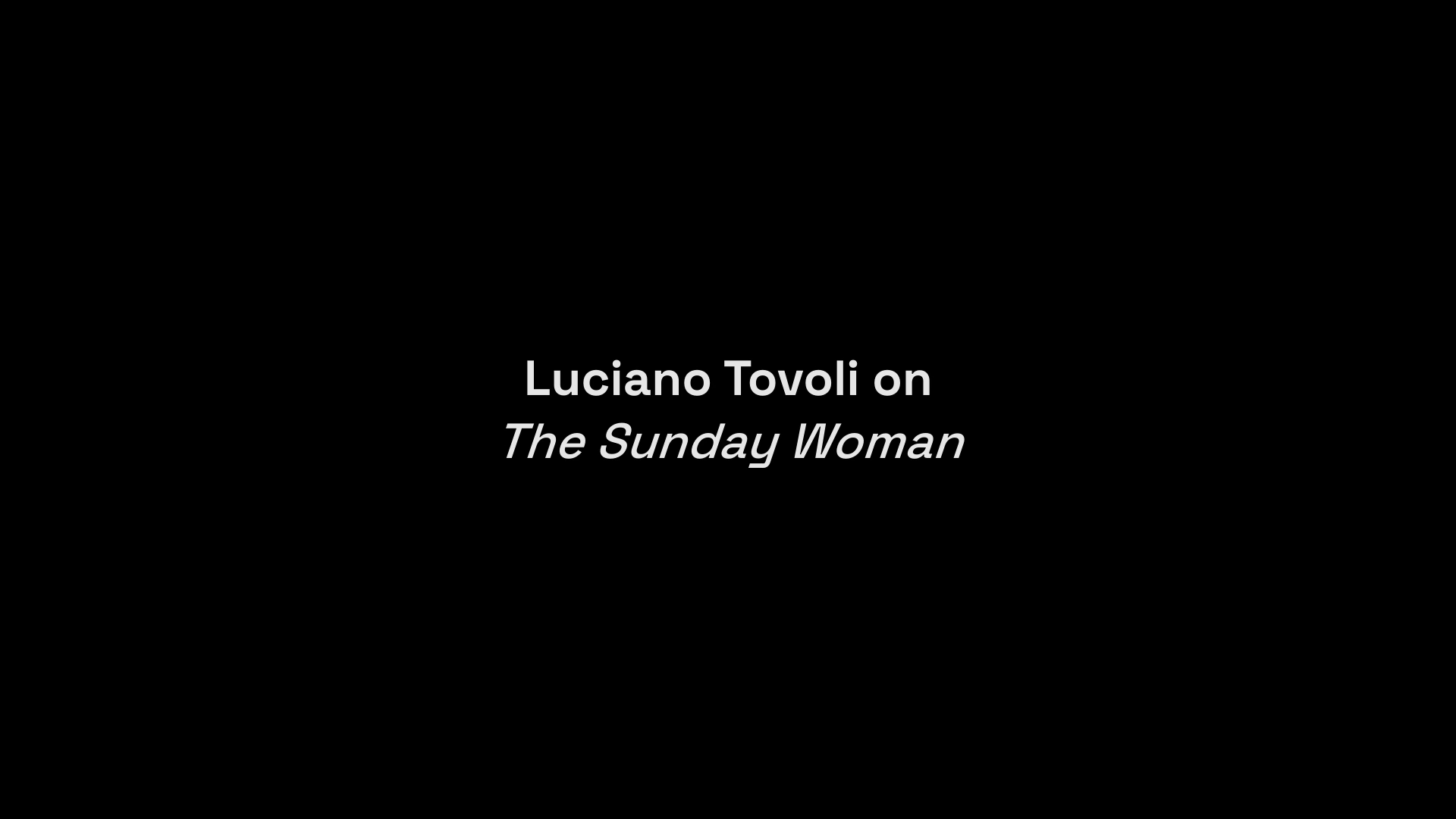 The Sunday Woman archival Luciano Tovoli interview