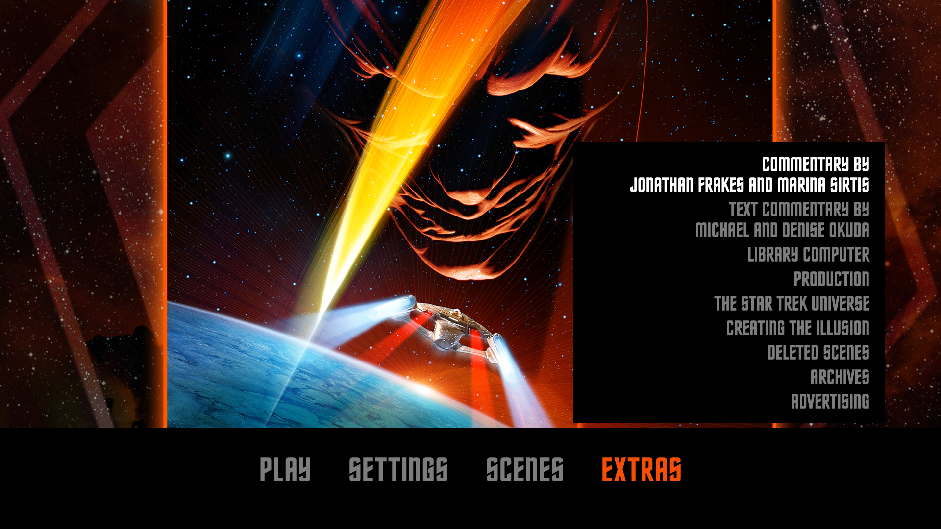 Star Trek: Insurrection Blu-ray Extras Menu