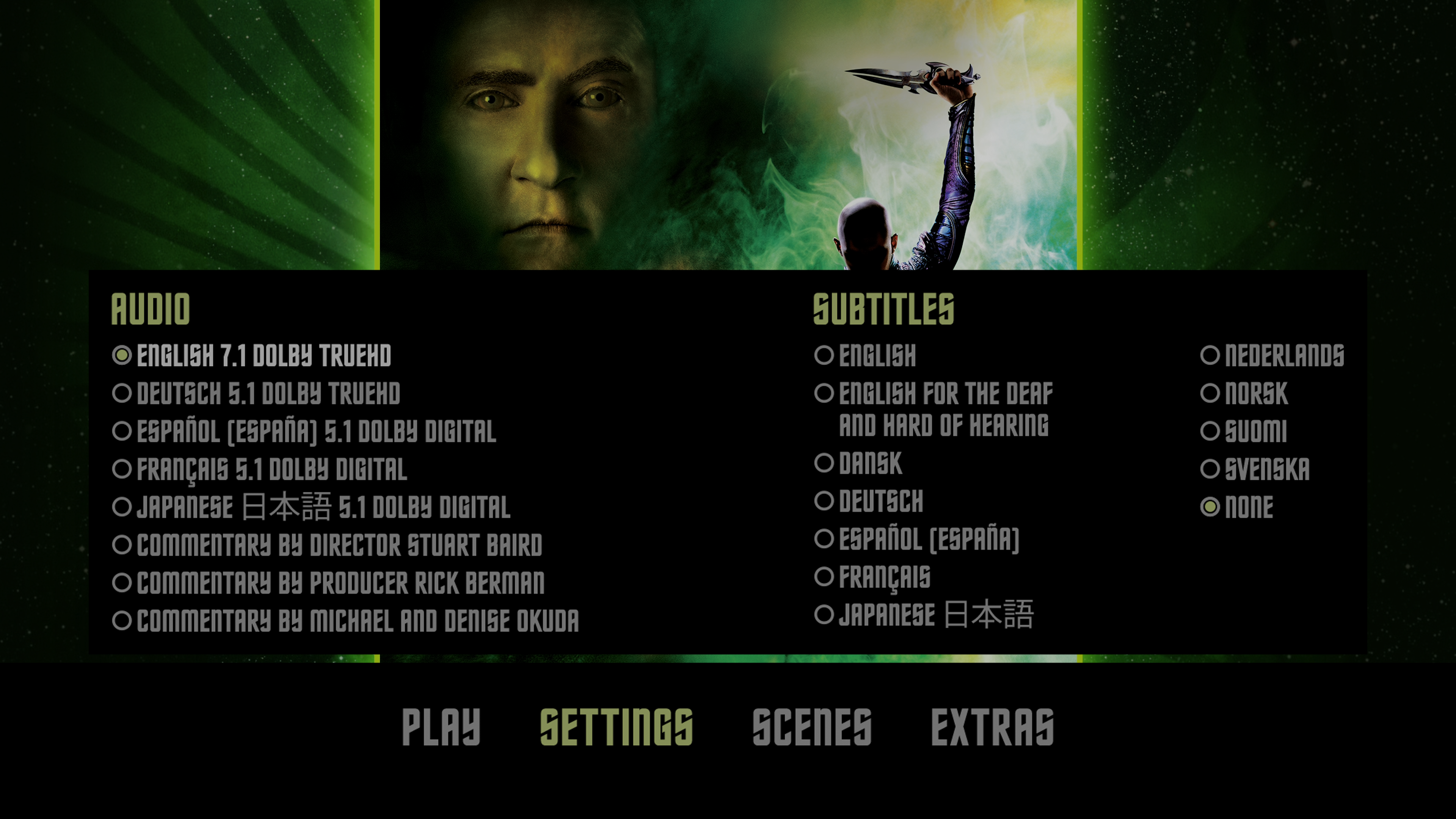 Star Trek: Nemesis 4K UHD Setup Menu