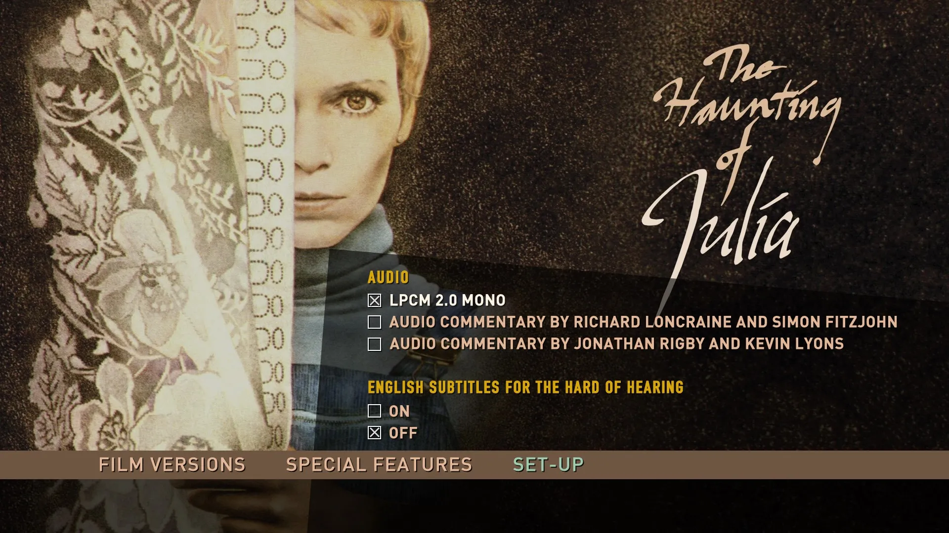 The Haunting of Julia setup menu