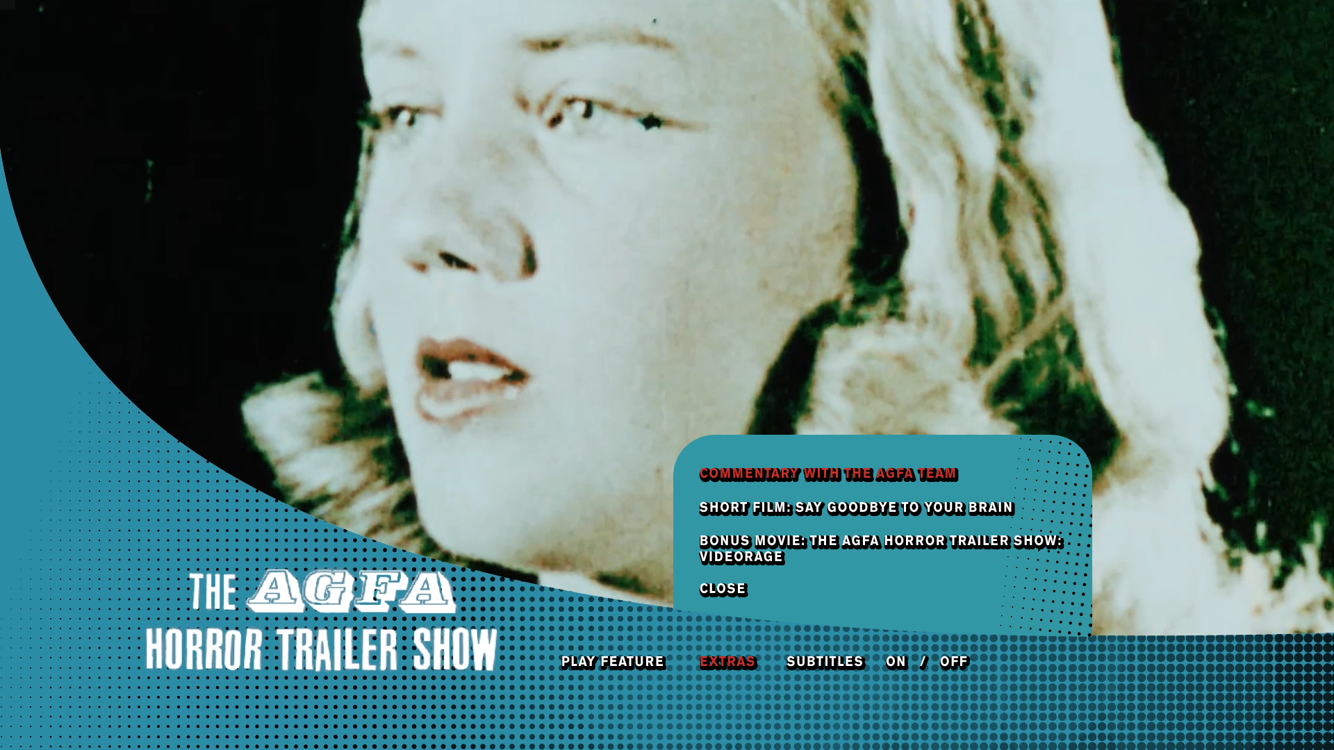 The AGFA Horror Trailer Show Blu-ray Extras Menu