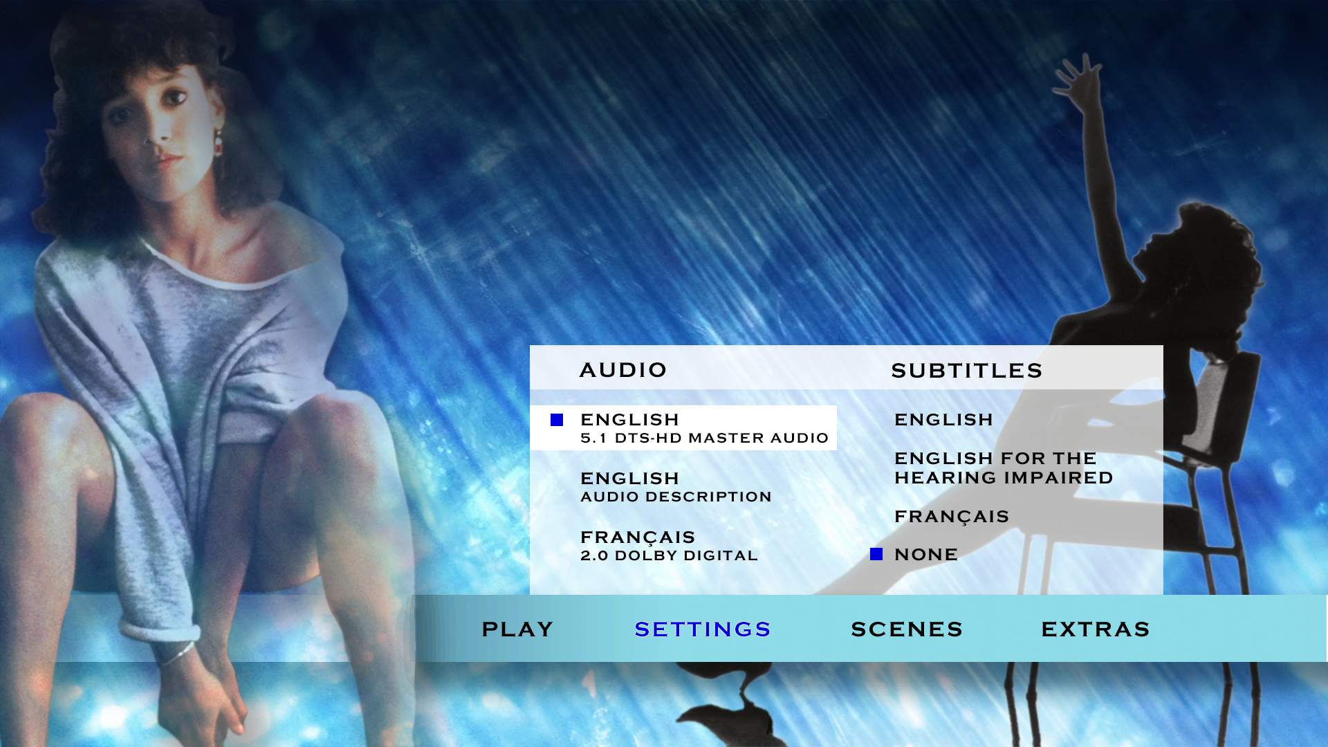 Flashdance Blu-ray Setup Menu