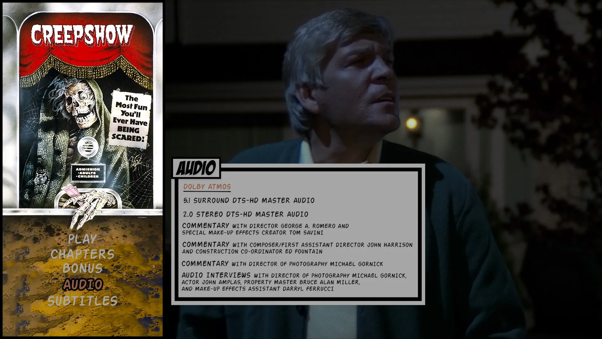 Creepshow 4K audio menu