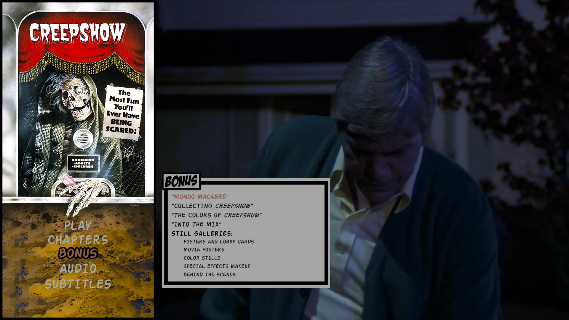Creepshow 4K extras menu 1