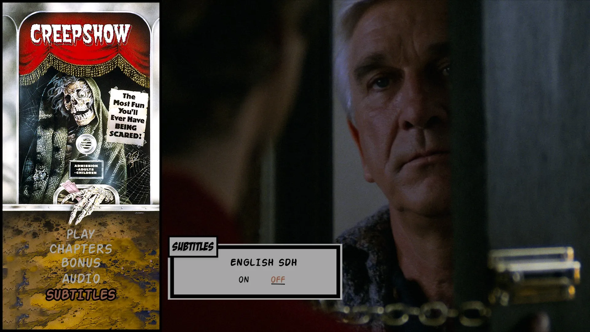Creepshow 4K subtitles menu