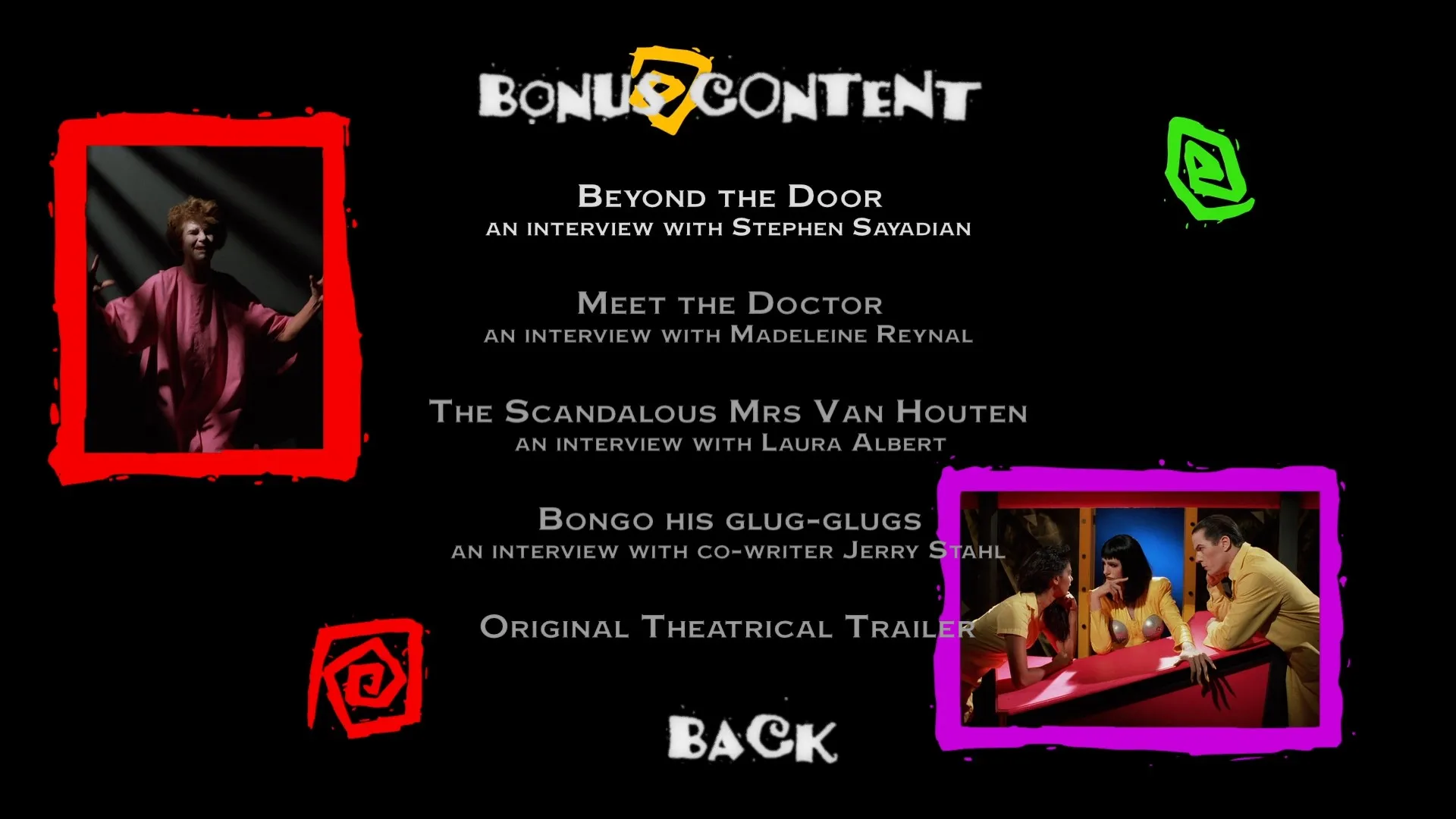 Dr. Caligari extras menu