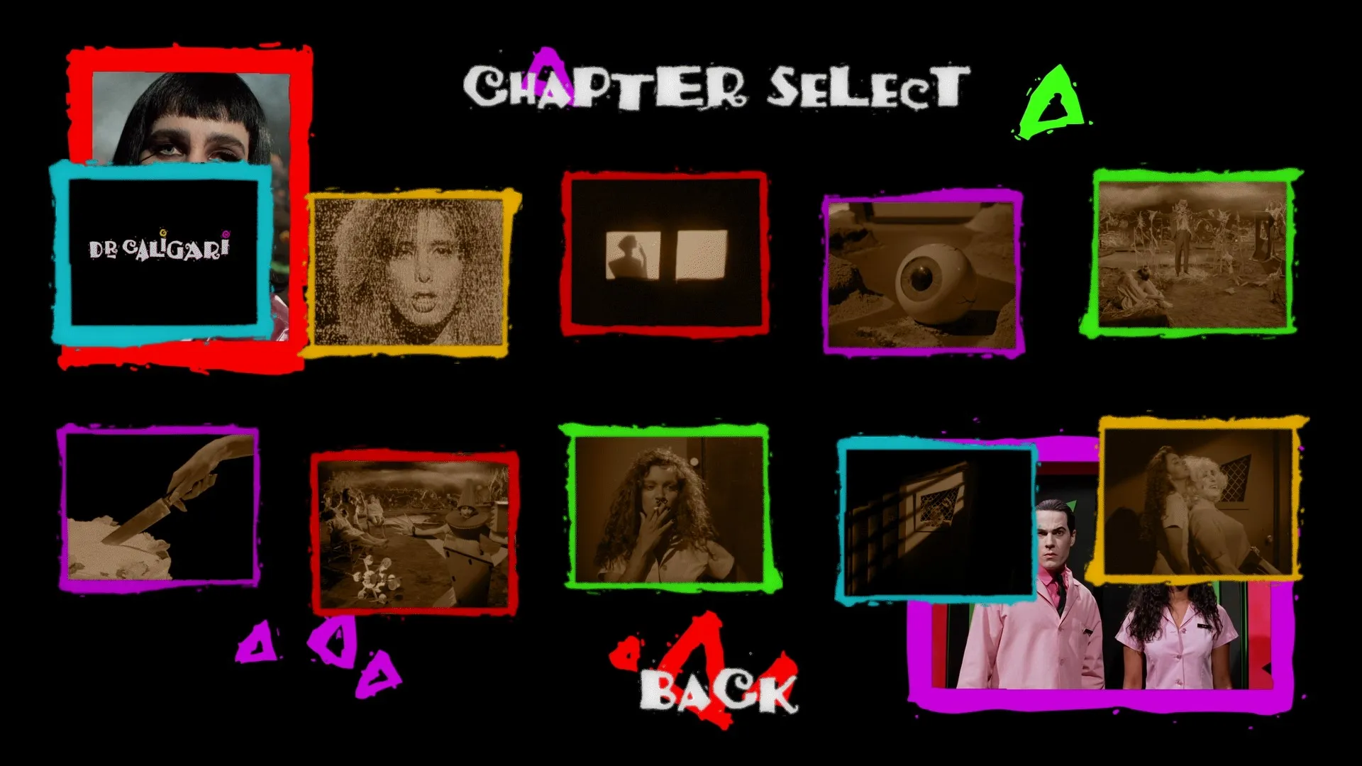 Dr. Caligari scene select menu