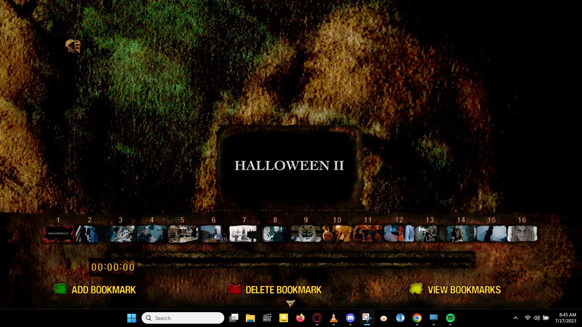 Halloween II unrated cut scene select menu
