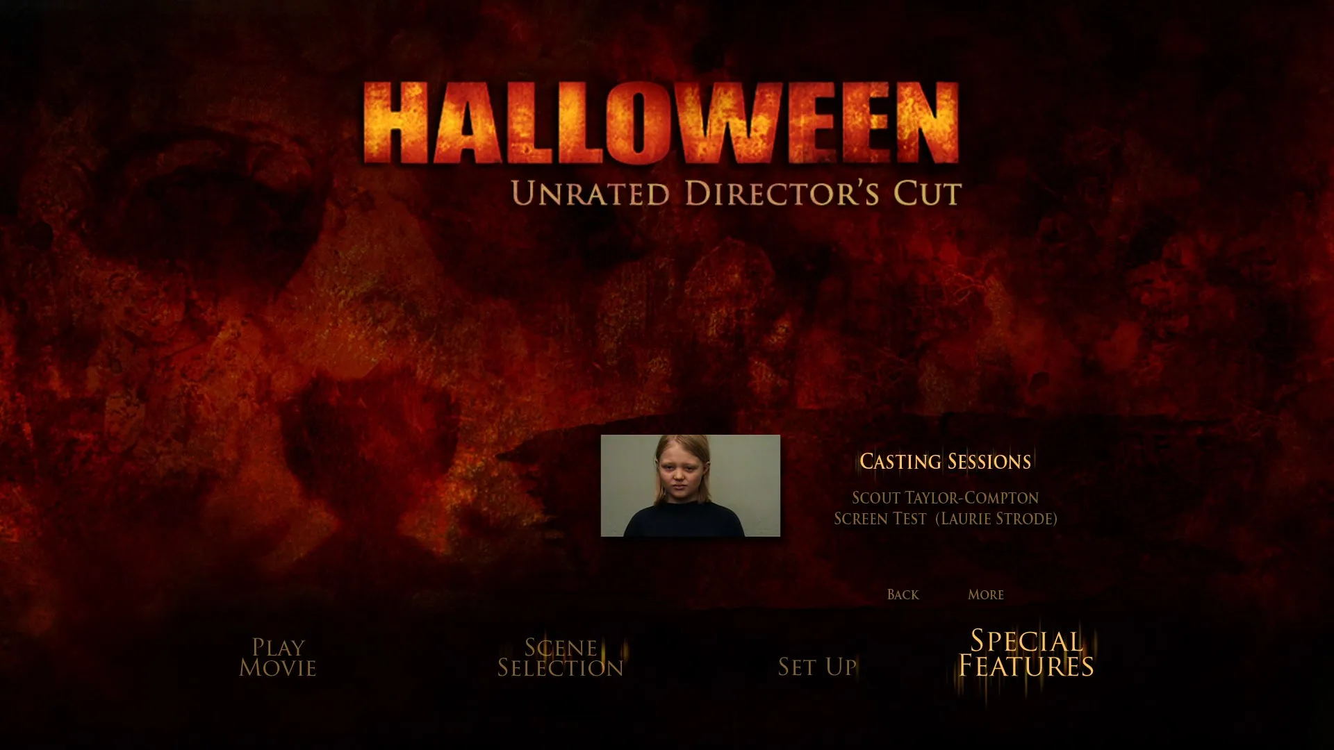 Halloween unrated cut extras menu 3