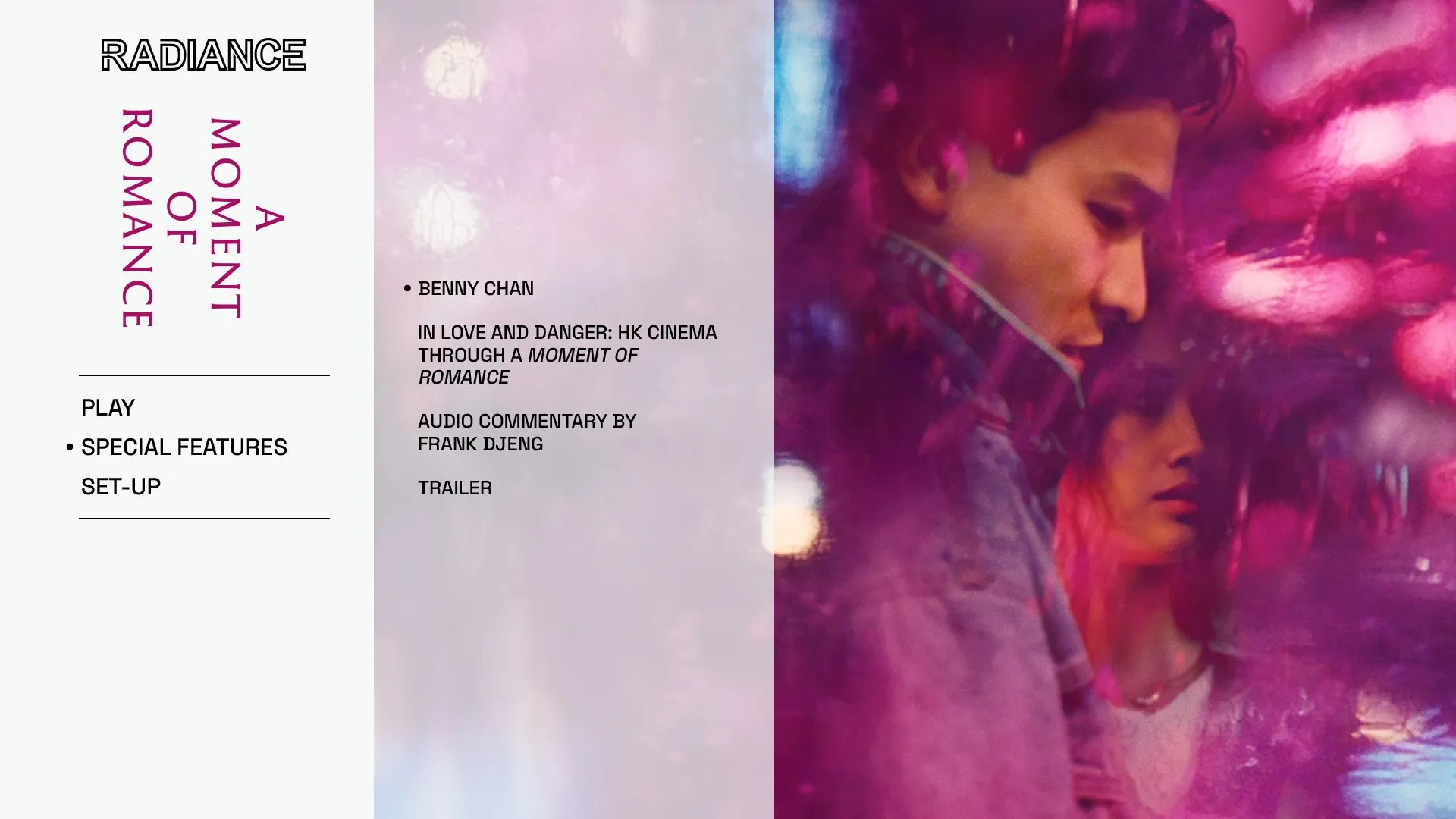 A Moment of Romance extras menu