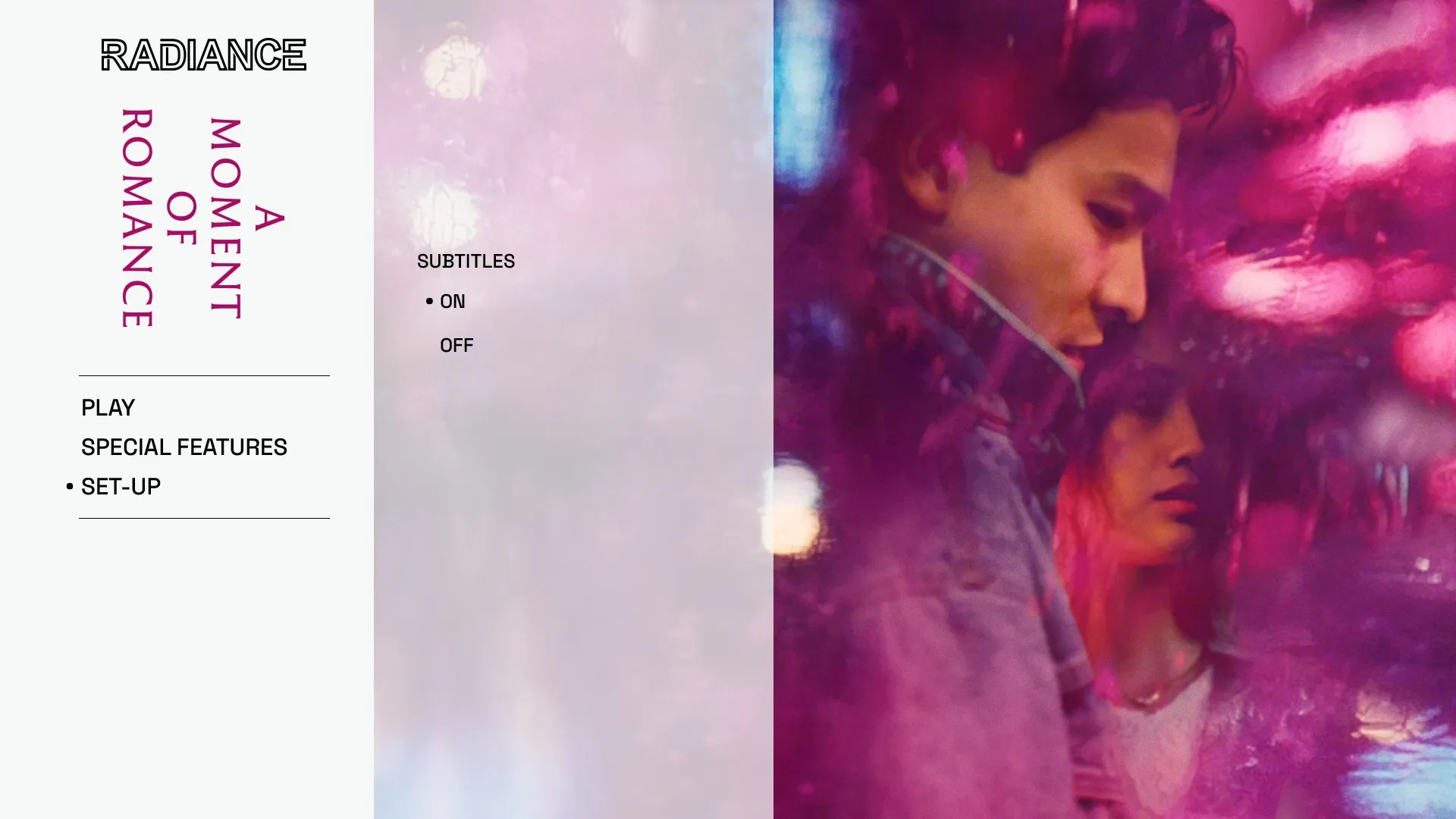 A Moment of Romance setup menu