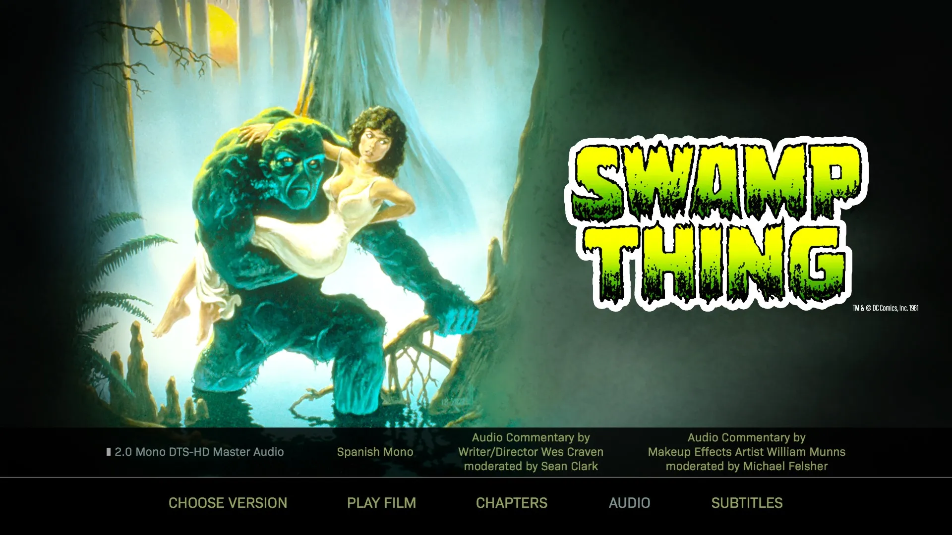 Swamp Thing 4K audio menu