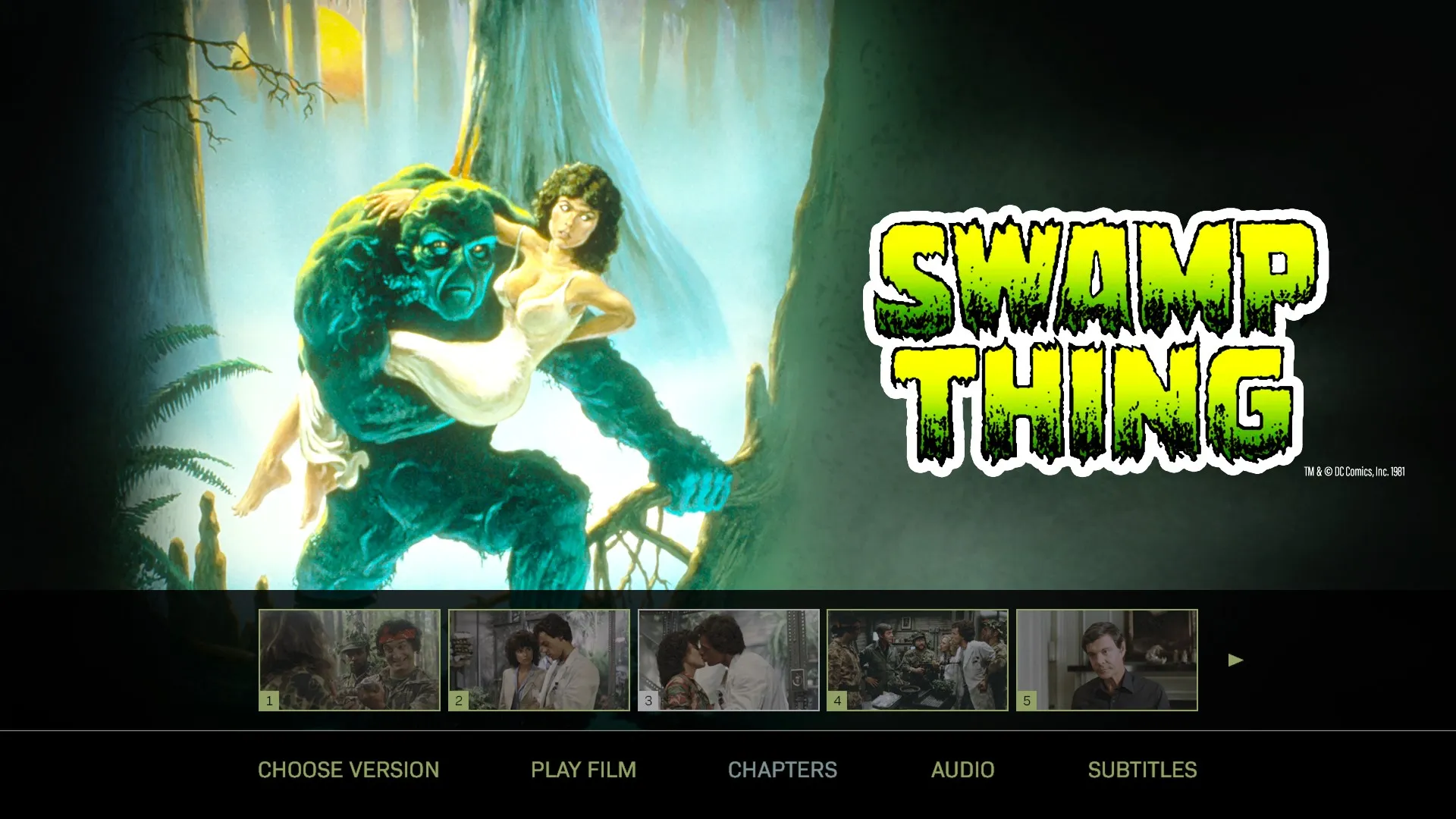 Swamp Thing 4K scene select menu