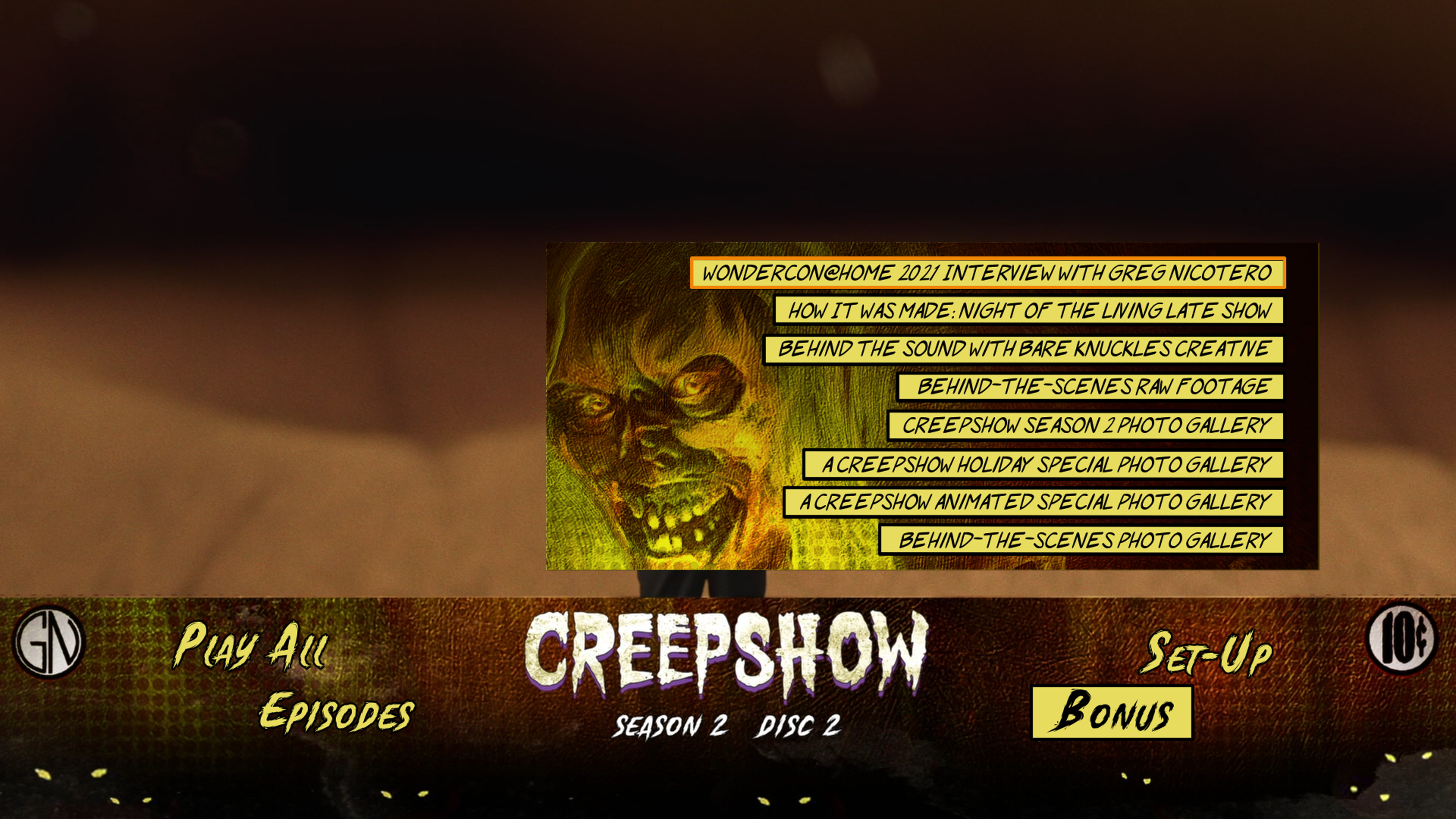 Creepshow Season 2 Disc 2 Extras Menu
