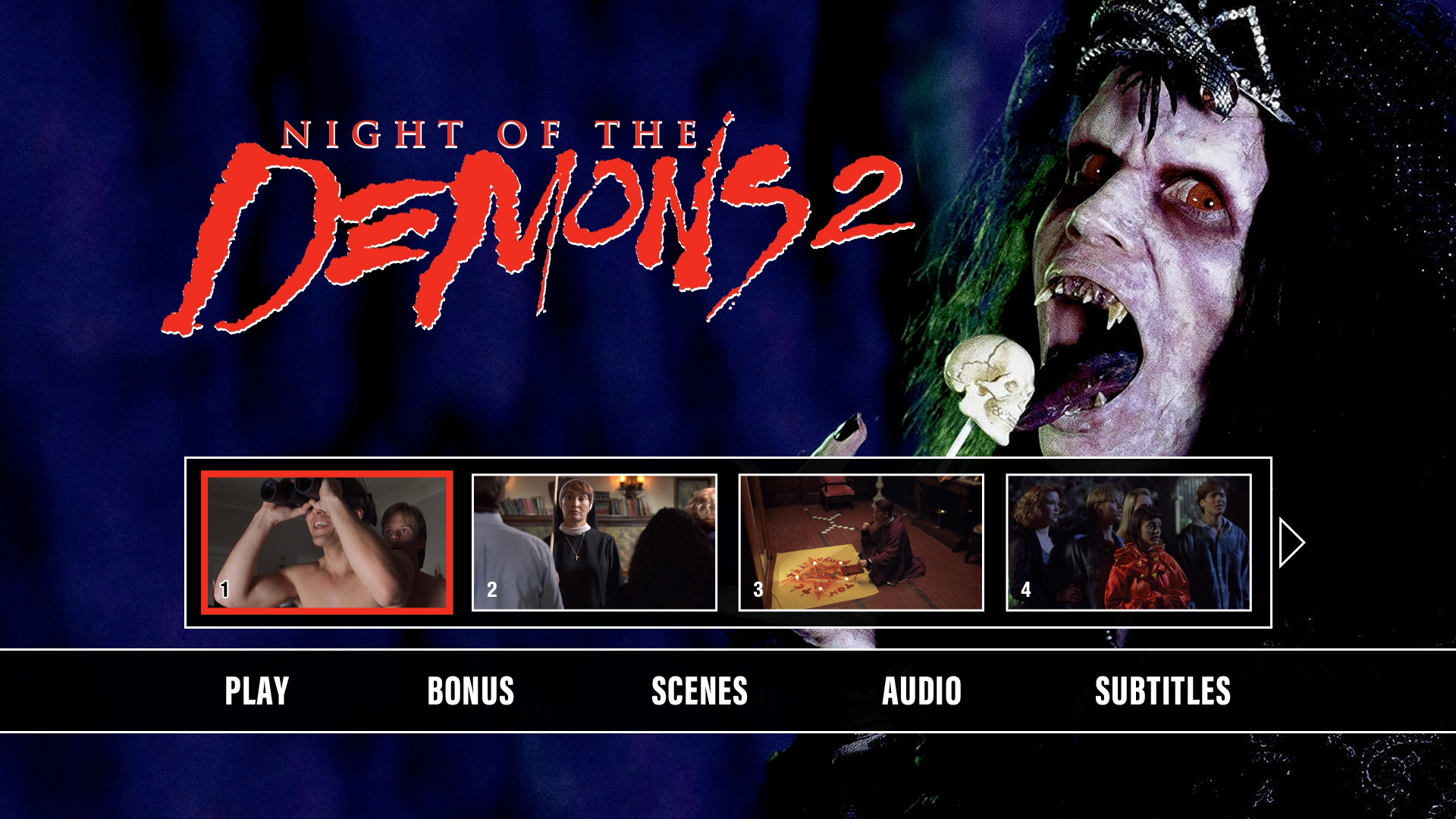 Night of the Demons 2 scene select menu