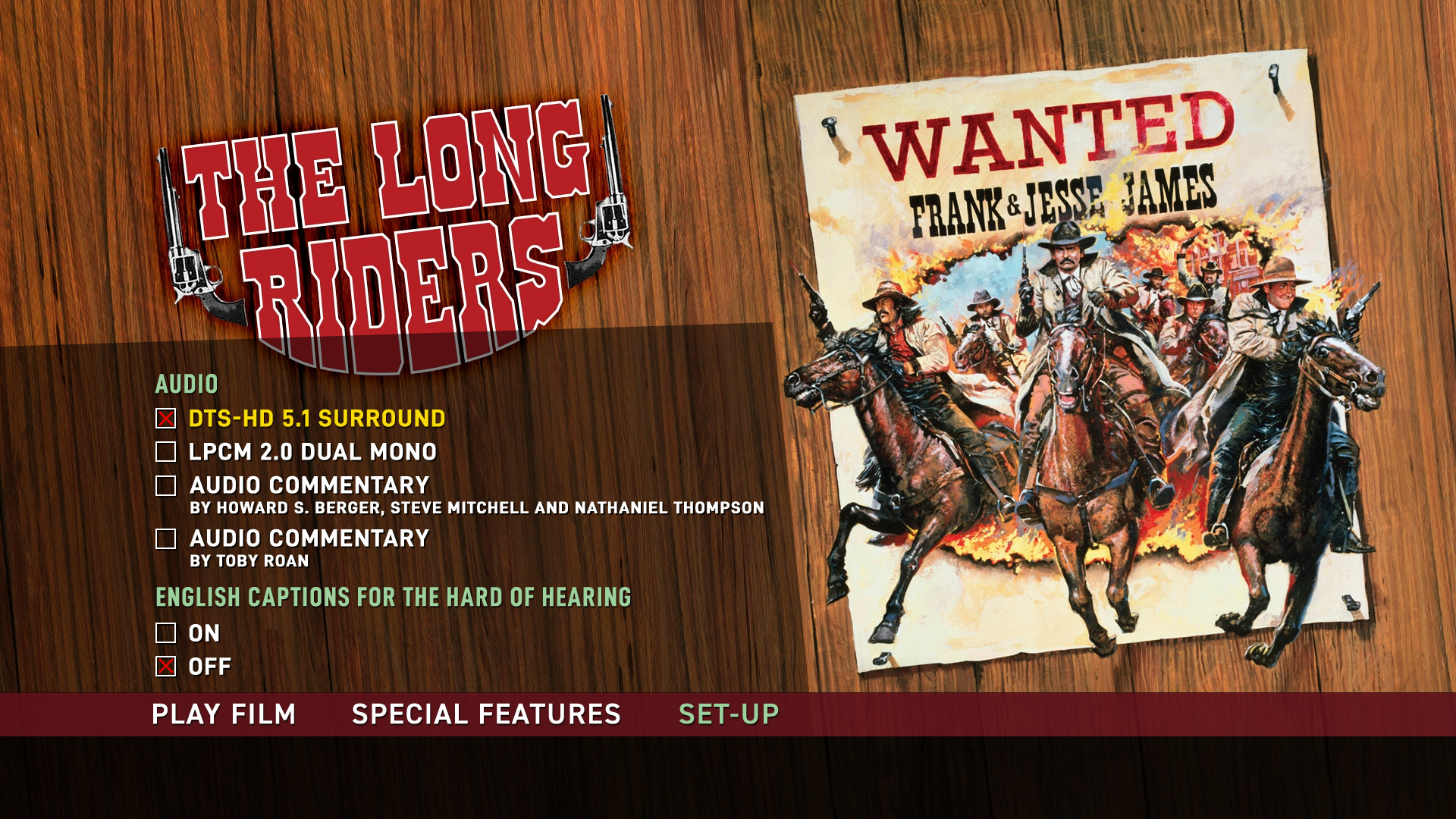 The Long Riders setup menu