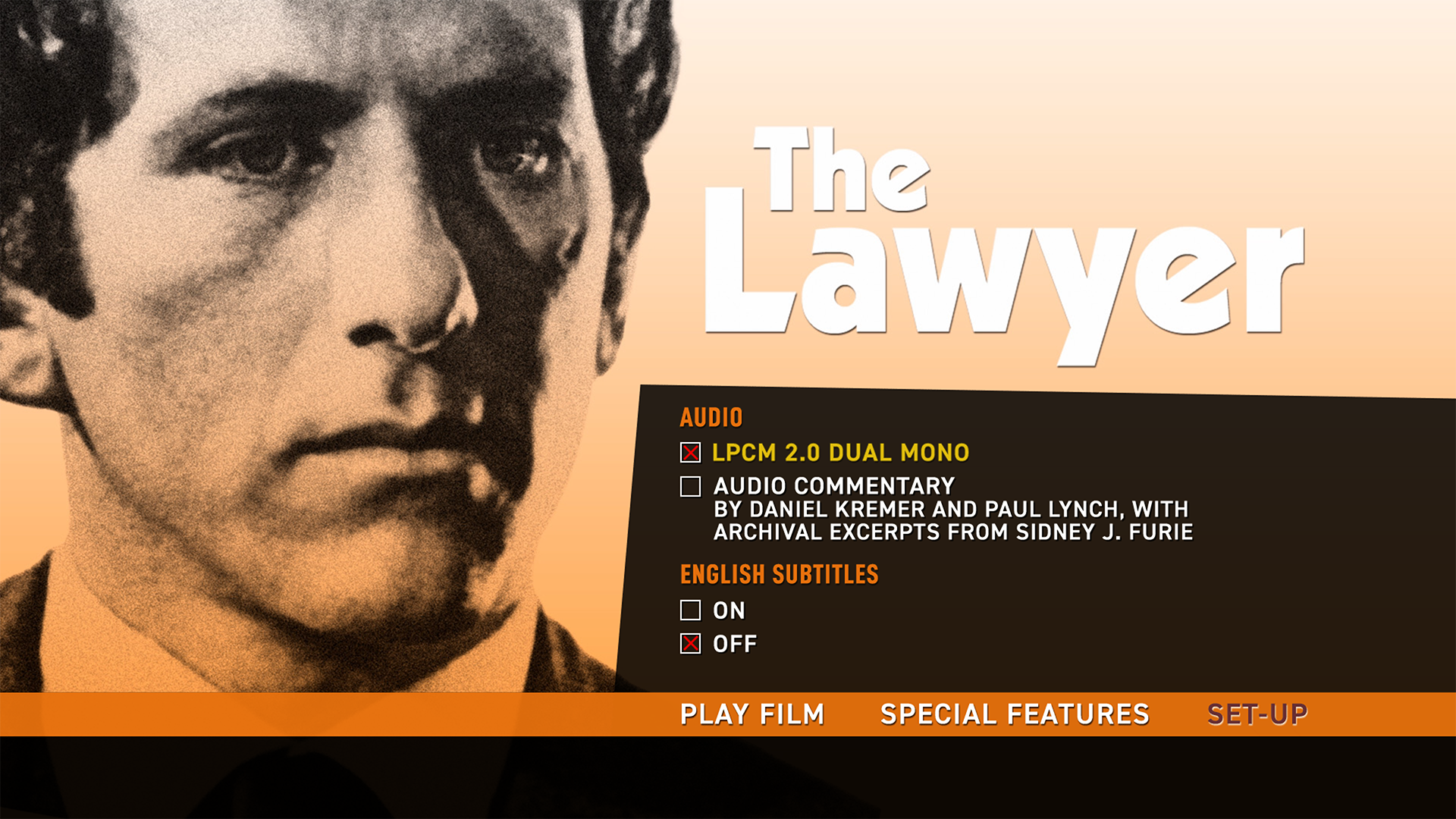 The Lawyer Blu-ray Setup Menu