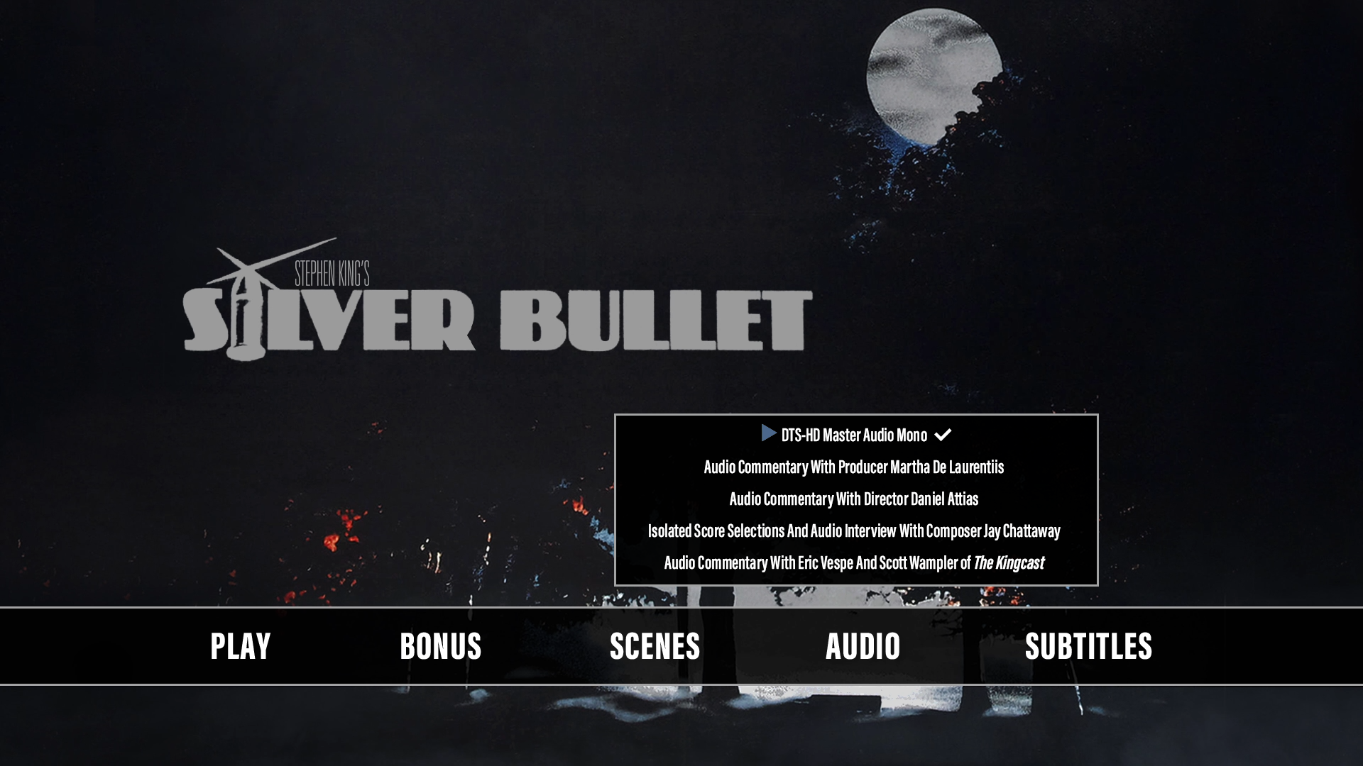 Silver Bullet 4K audio menu
