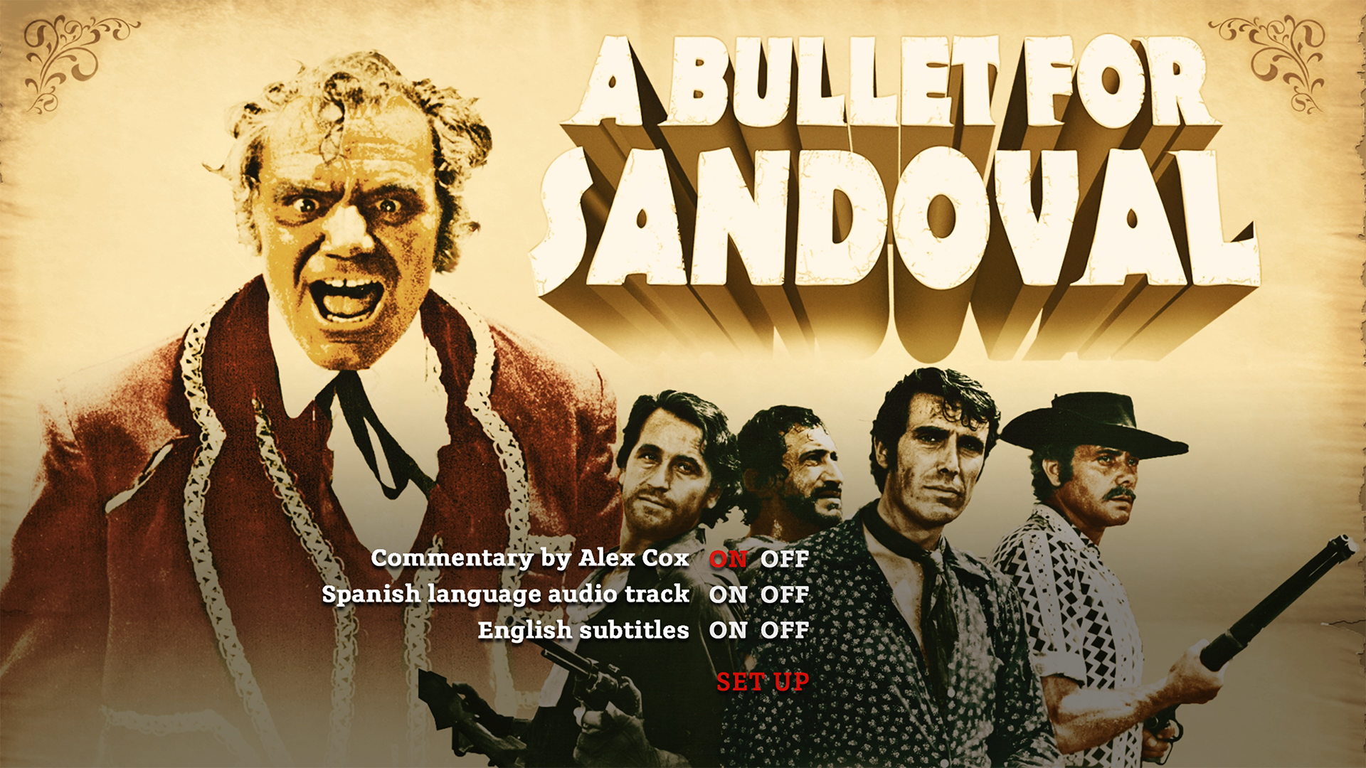 A Bullet for Sandoval Blu-ray Setup Menu