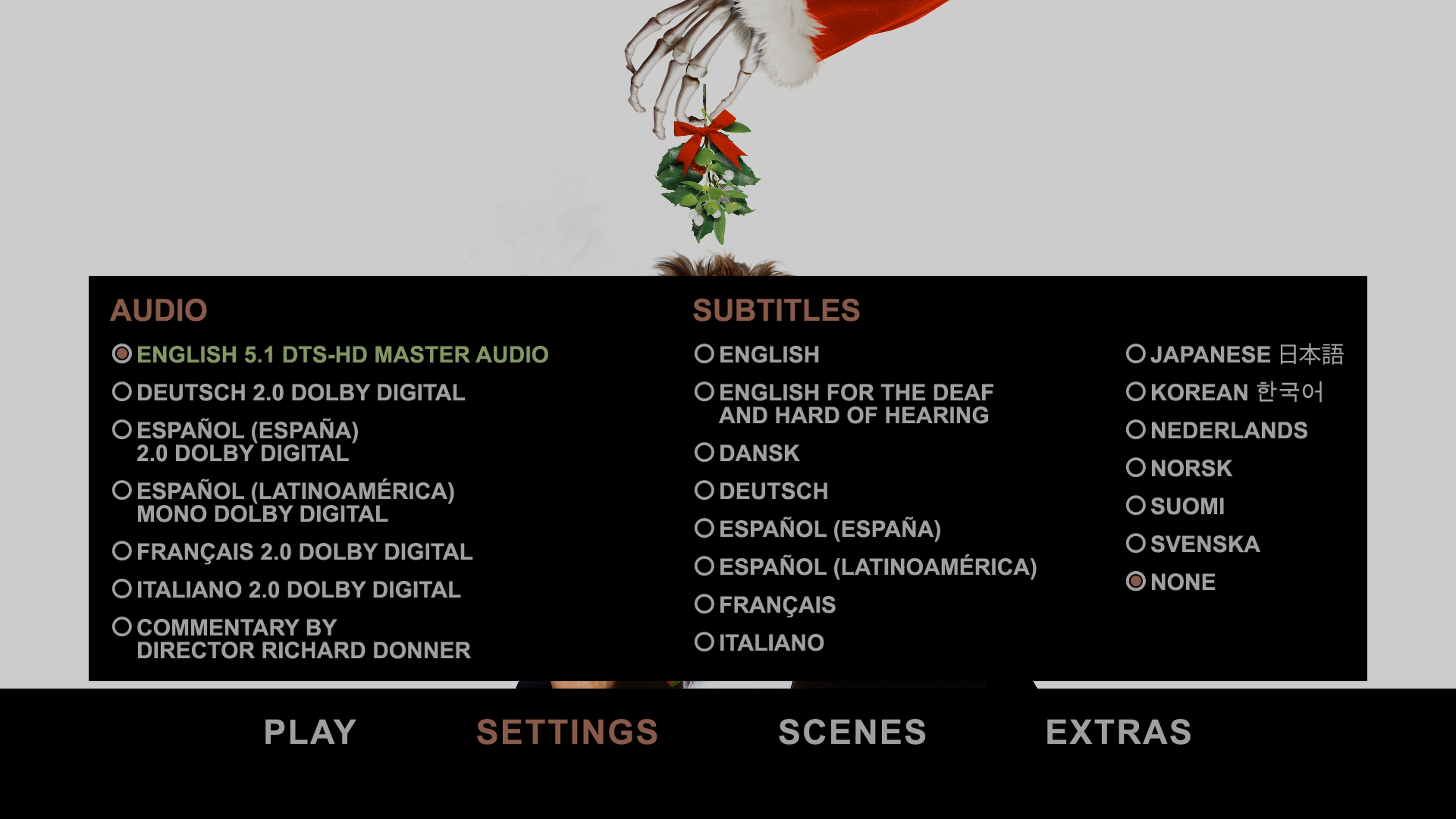 Scrooged UHD Setup Menu