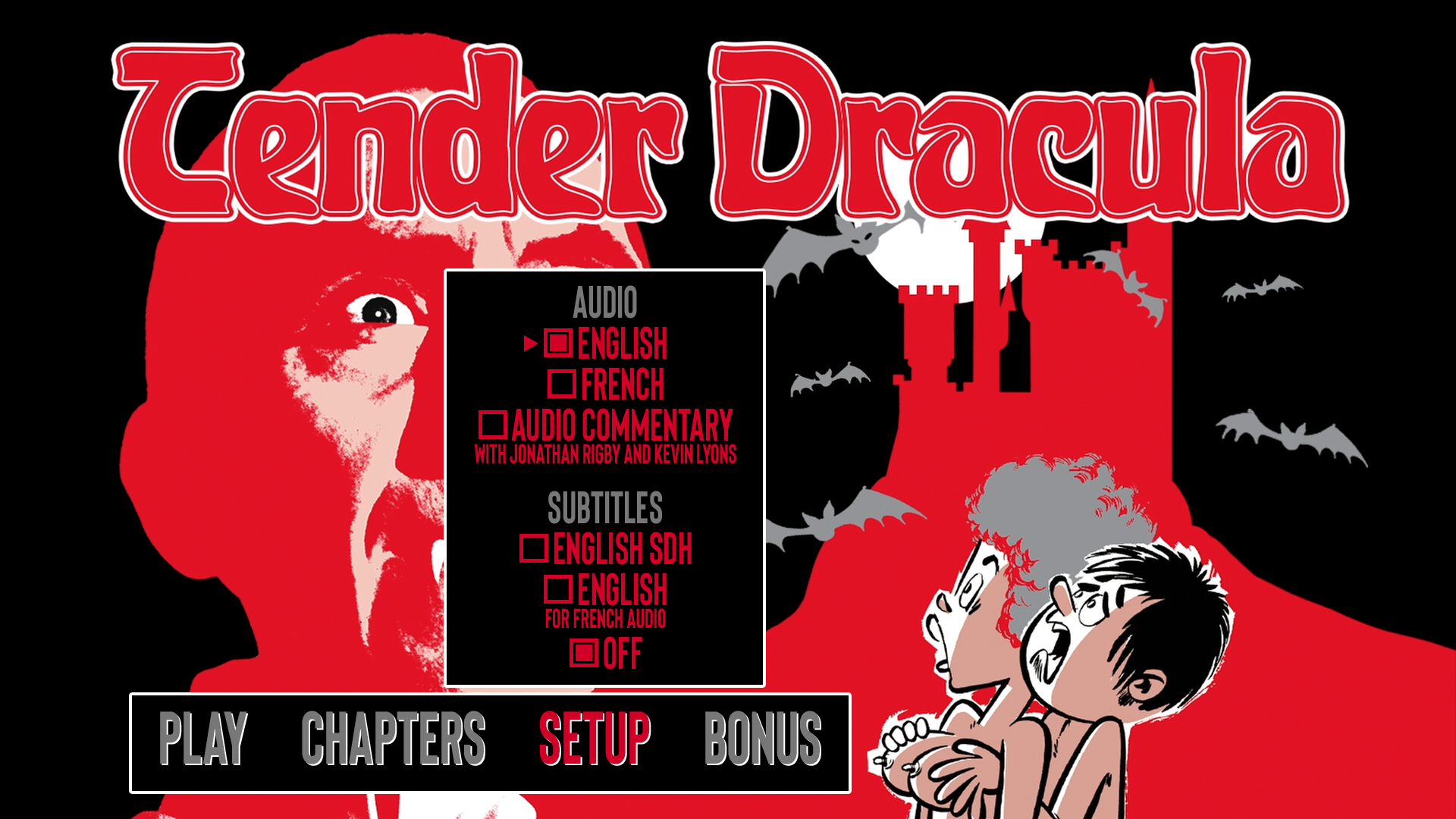 Tender Dracula setup menu