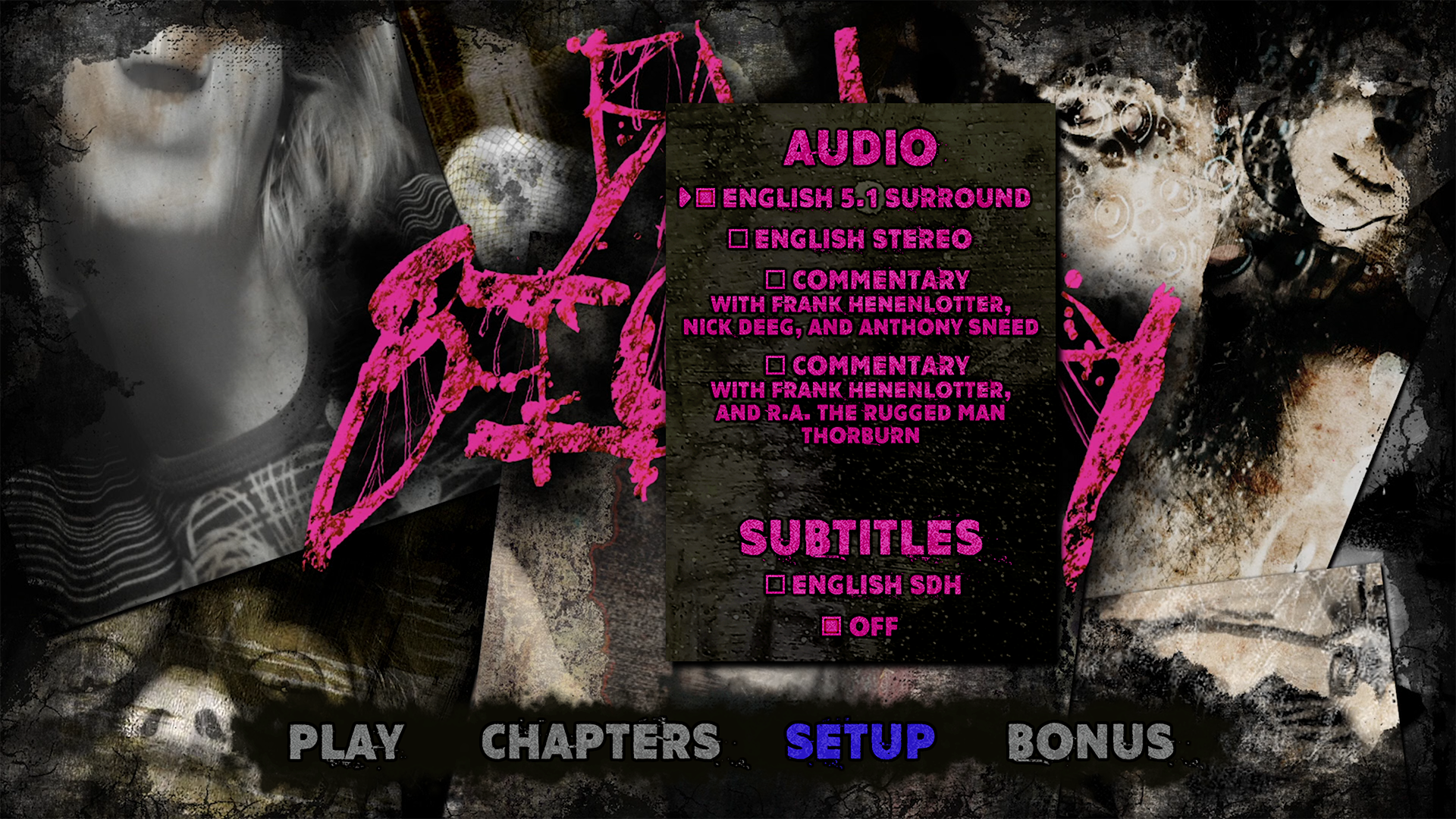 Bad Biology Blu-ray Setup Menu