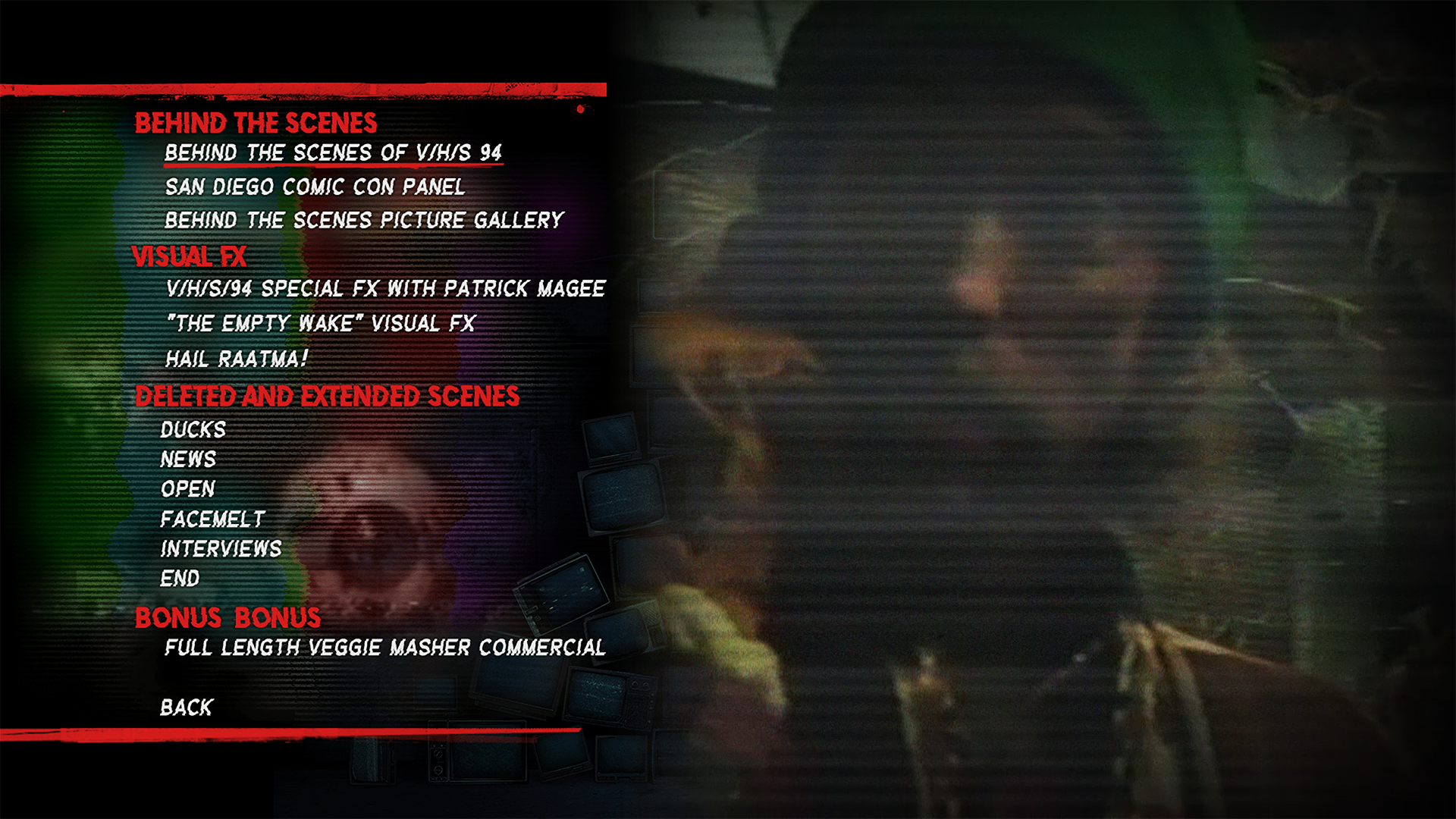 VHS 94 Blu-ray Extras Menu