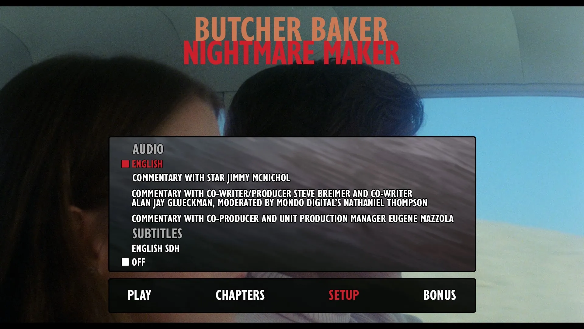 Butcher, Baker, Nightmare Maker 4K setup menu