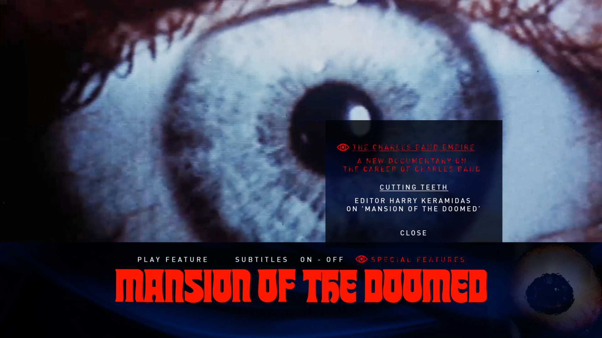 Mansion of the Doomed Blu-ray Extras Menu