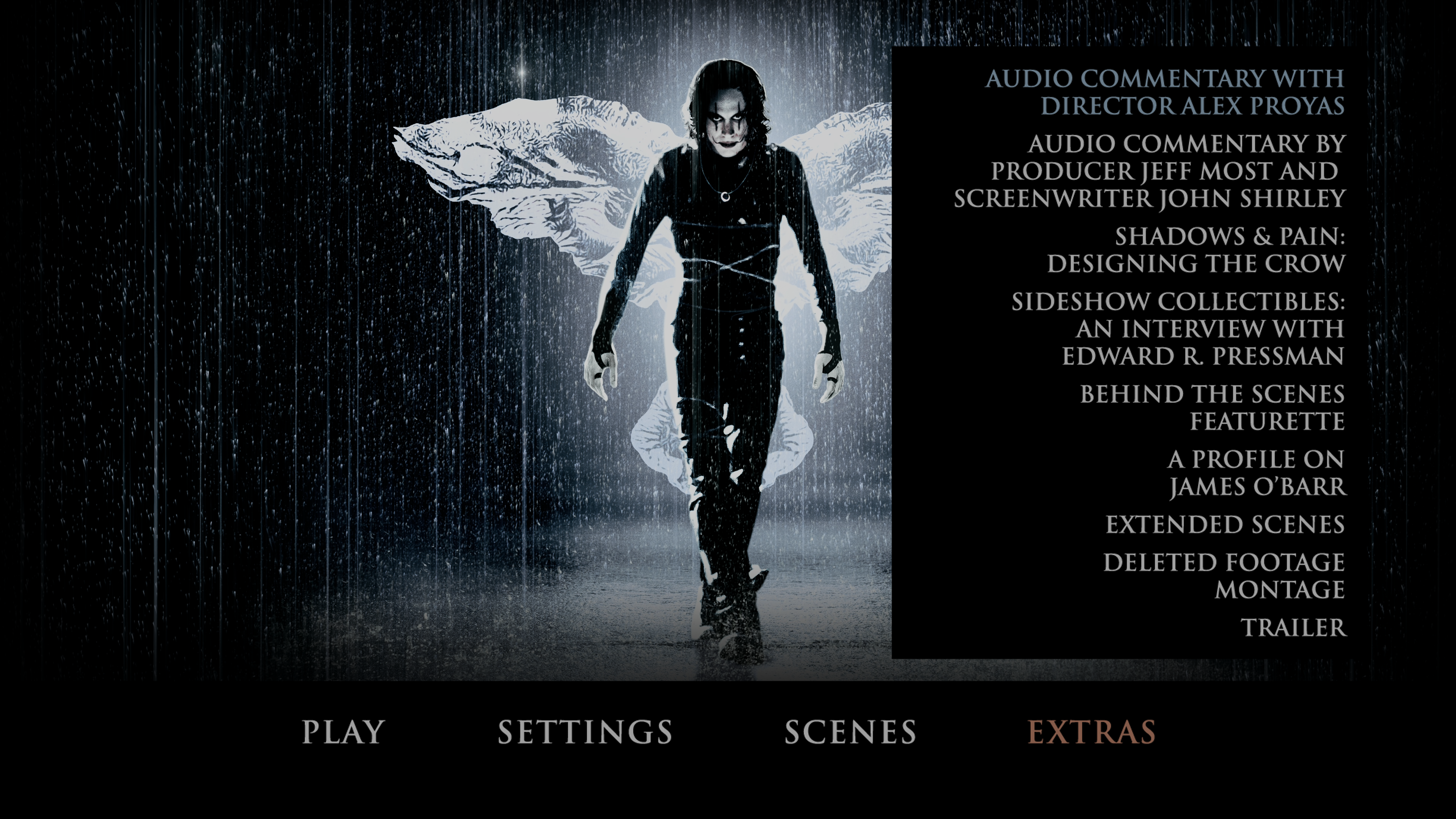 The Crow 4K UHD extras menu