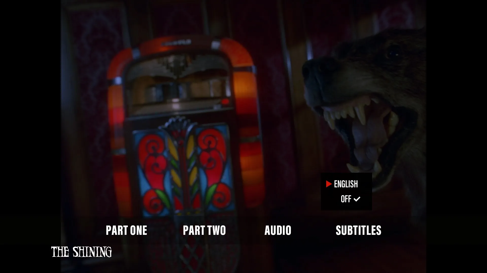 Stephen King's The Shining subtitles menu