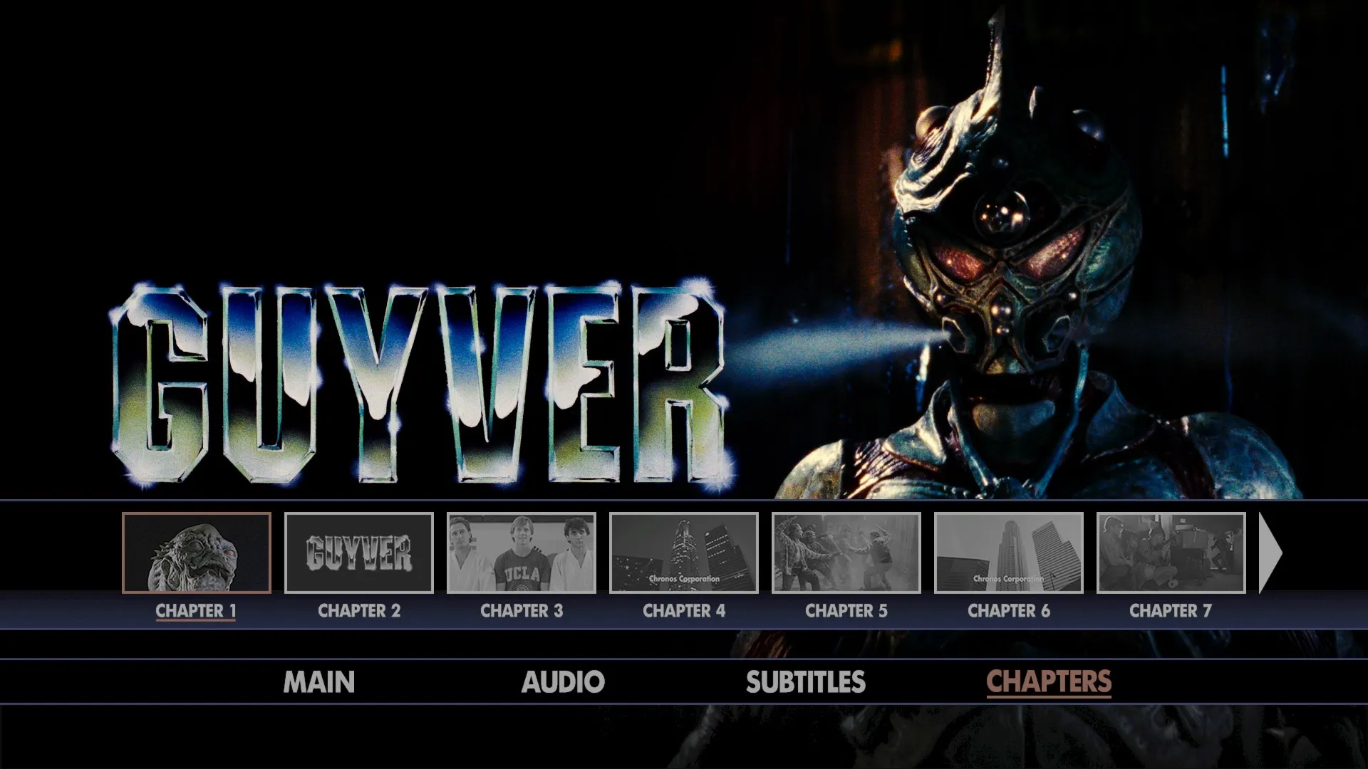 The Guyver 4K scene select menu