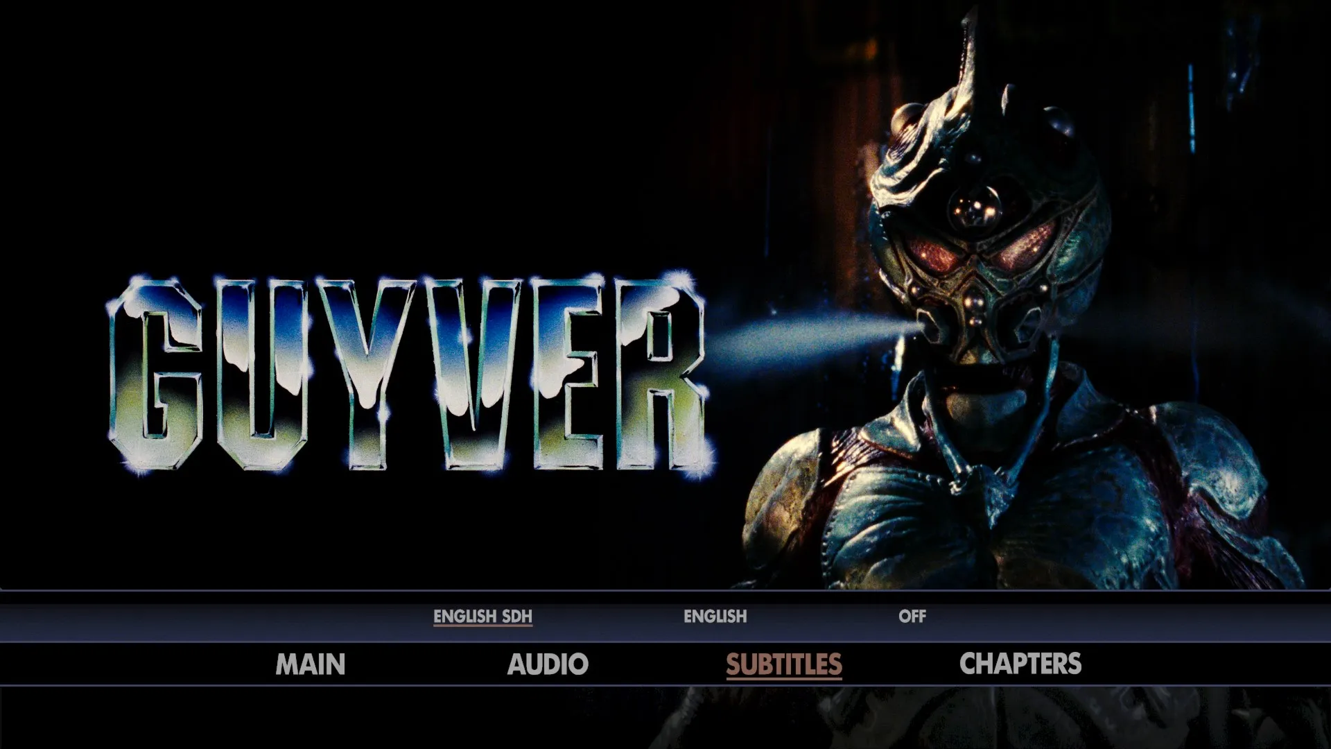The Guyver 4K subtitles menu