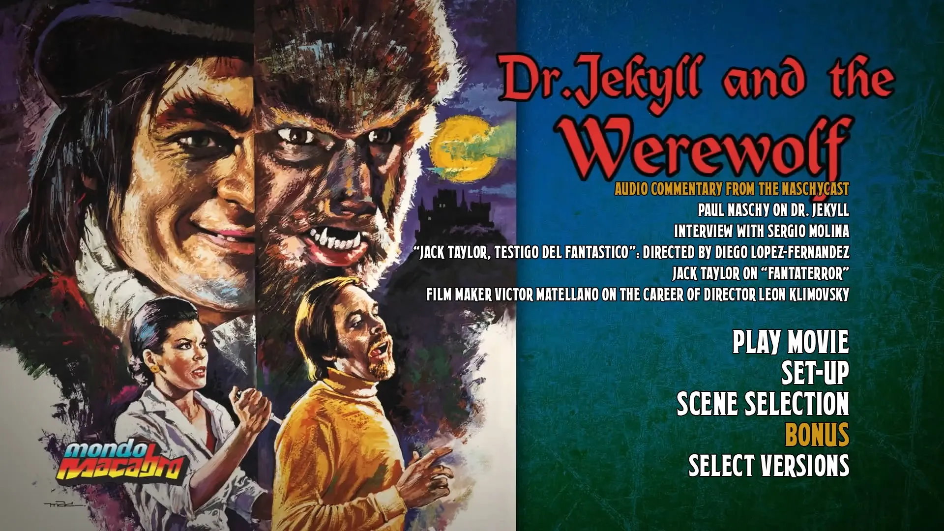 Dr. Jekyll and the Werewolf extras menu