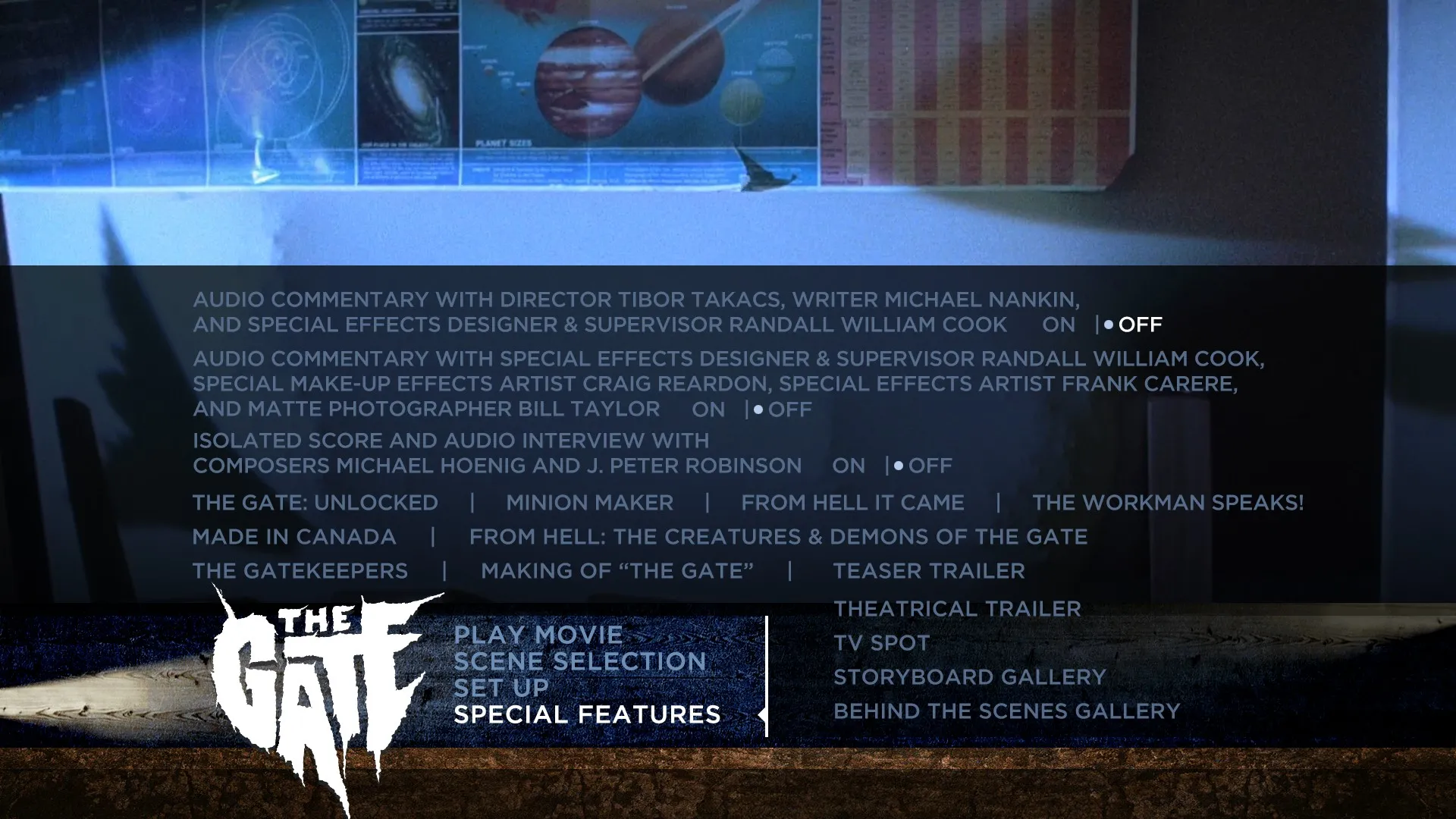 The Gate extras menu