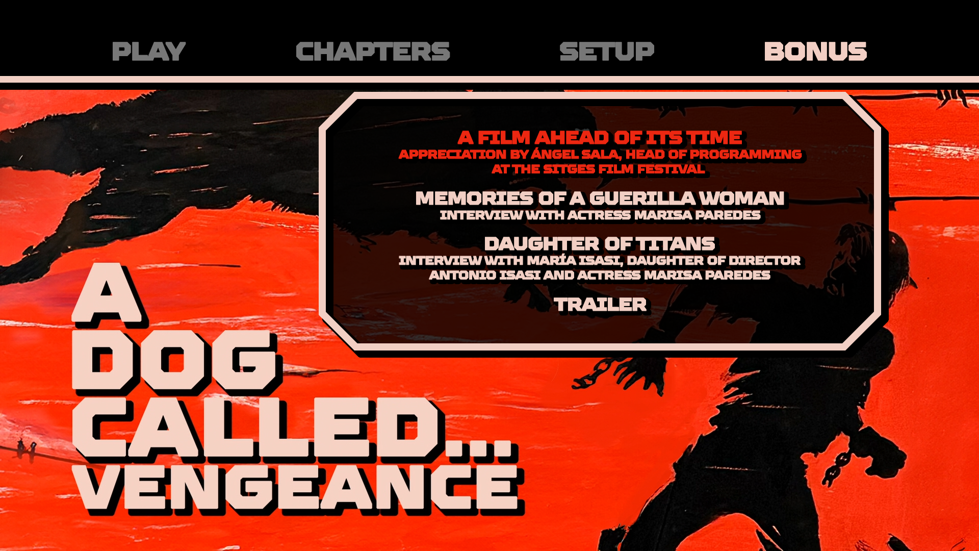 A Dog Called... Vengeance Blu-ray Extras Menu