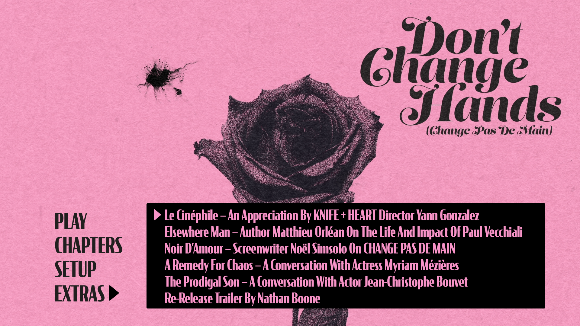 Don't Change Hands Blu-ray Extras Menu