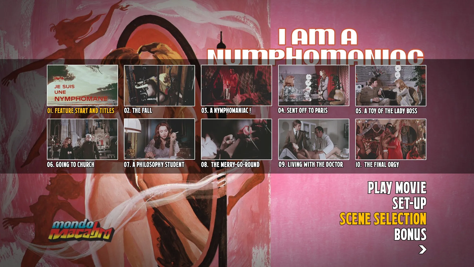 I Am a Nymphomaniac scene select menu