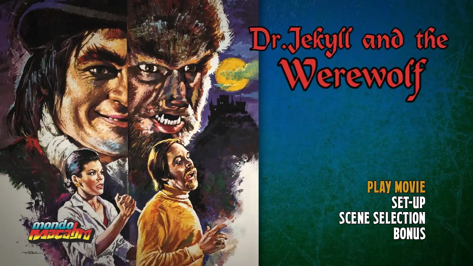 Dr. Jekyll and the Werewolf 4K UHD menu