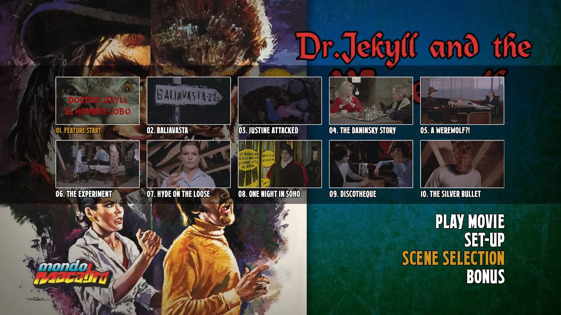Dr. Jekyll and the Werewolf 4K scene select menu