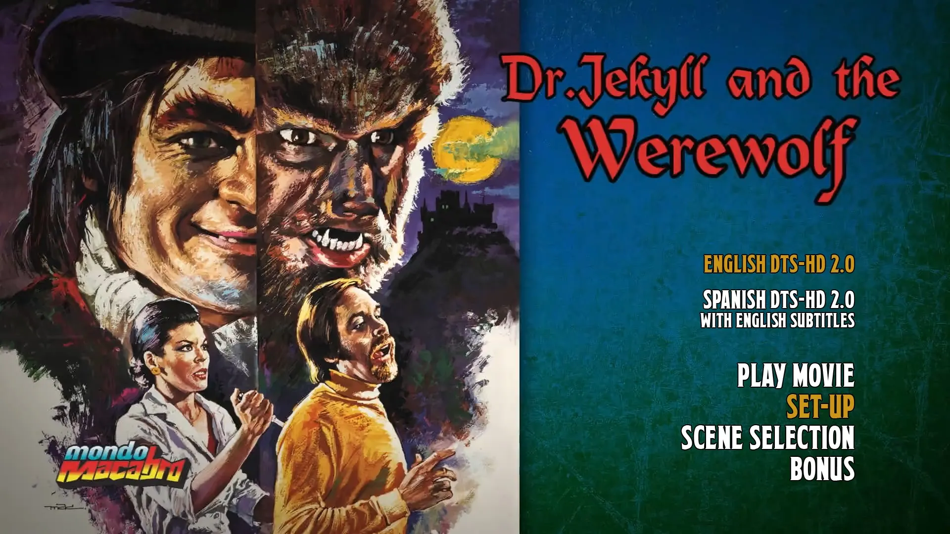 Dr. Jekyll and the Werewolf 4K setup menu