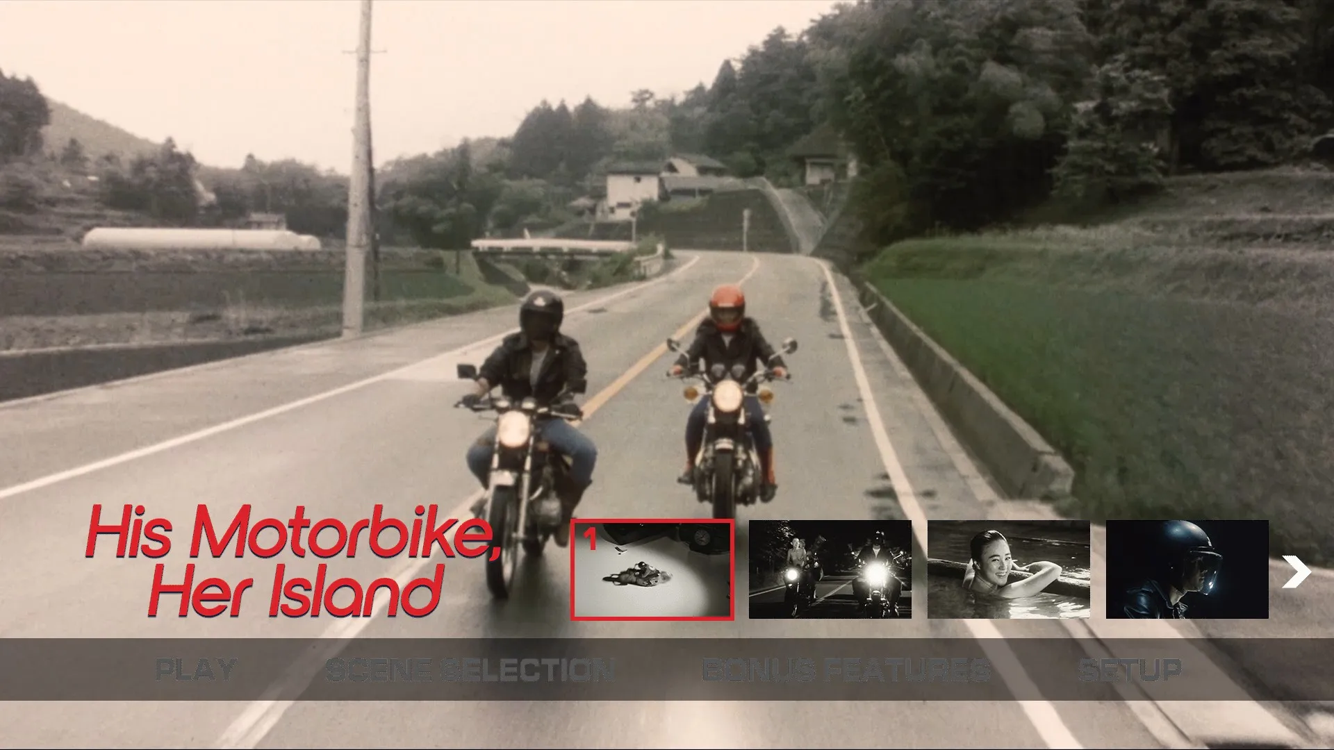 His Motorbike, Her Island scene select menu