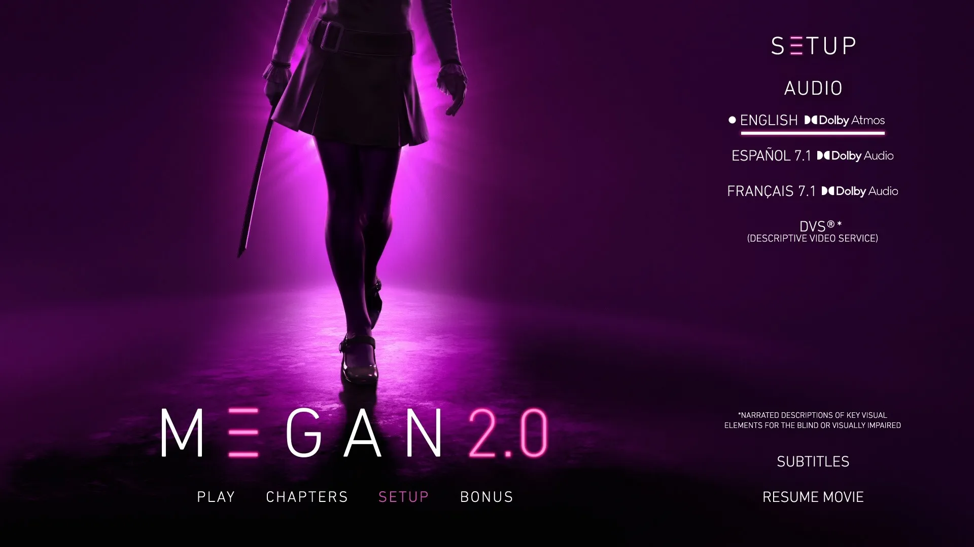 M3GAN 2.0 audio menu