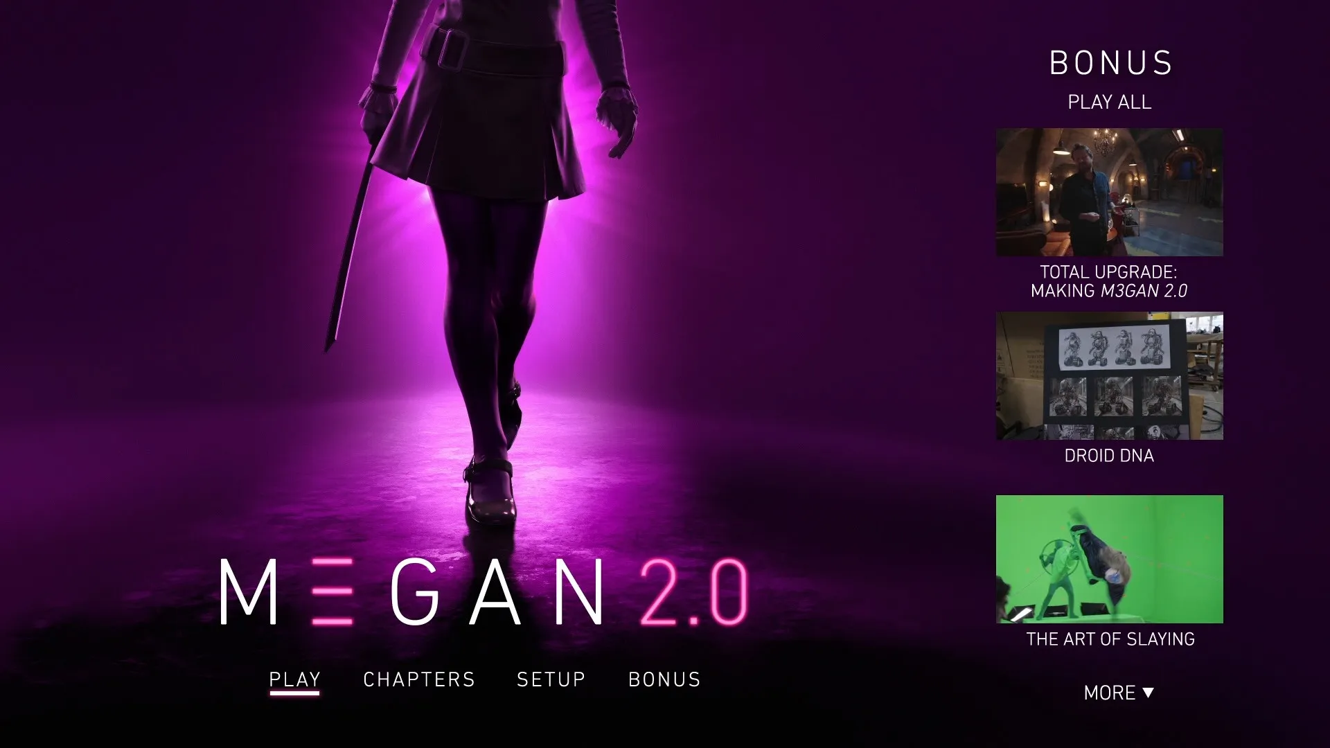 M3GAN 2.0 extras menu 1