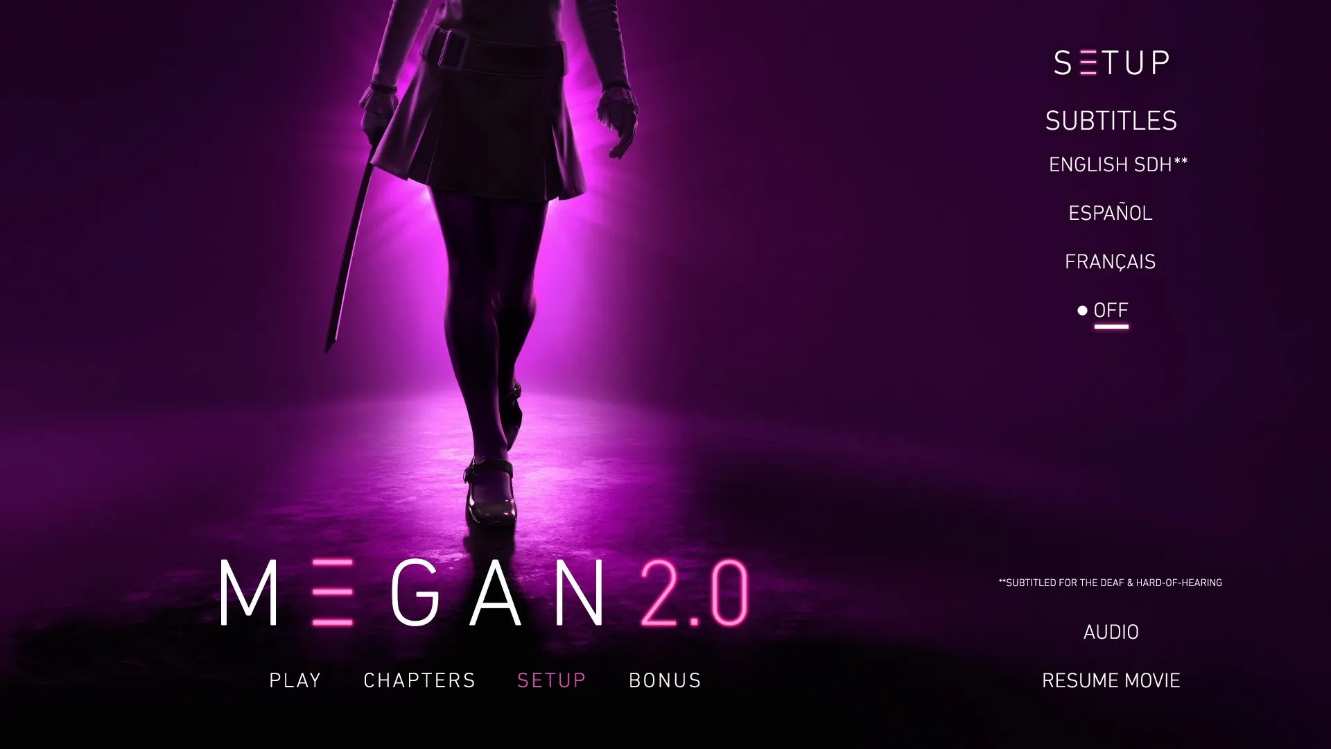 M3GAN 2.0 subtitles menu