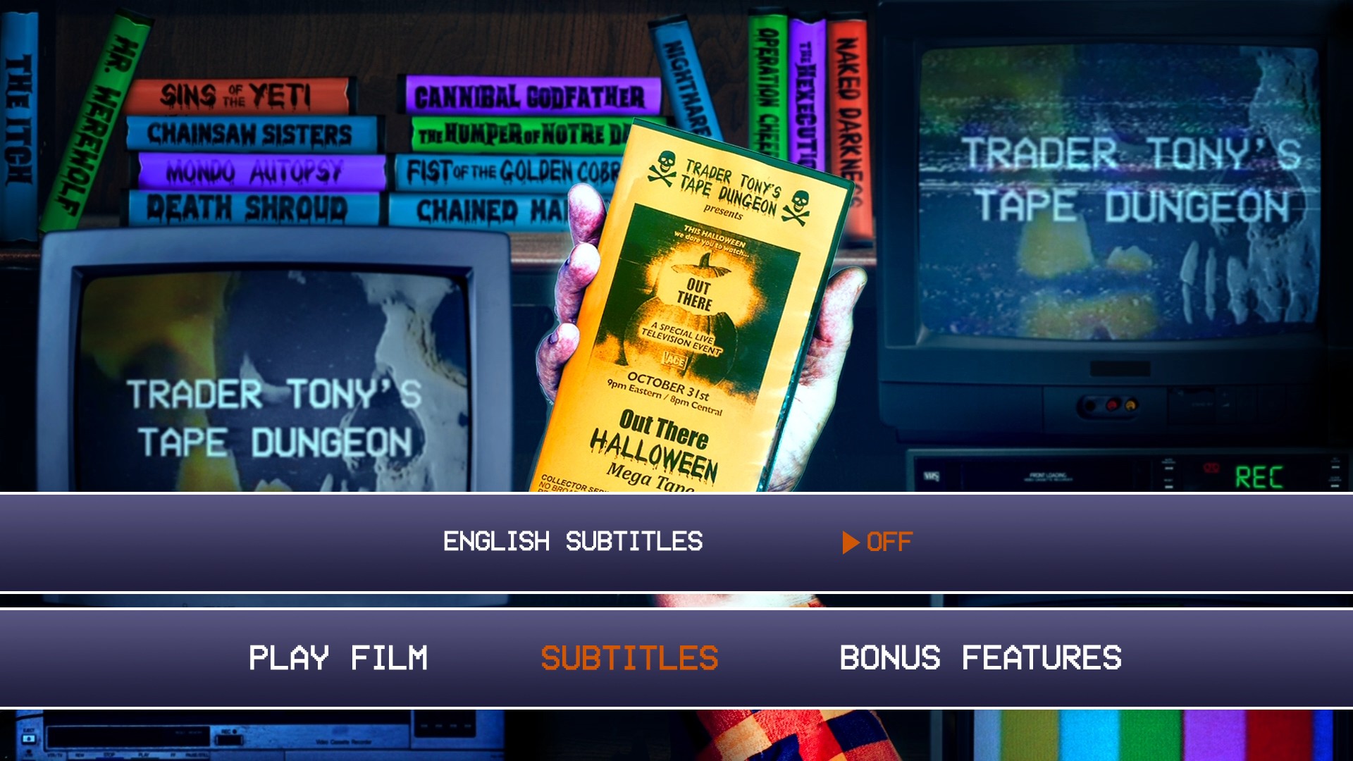 Out There Halloween Mega Tape subtitles menu