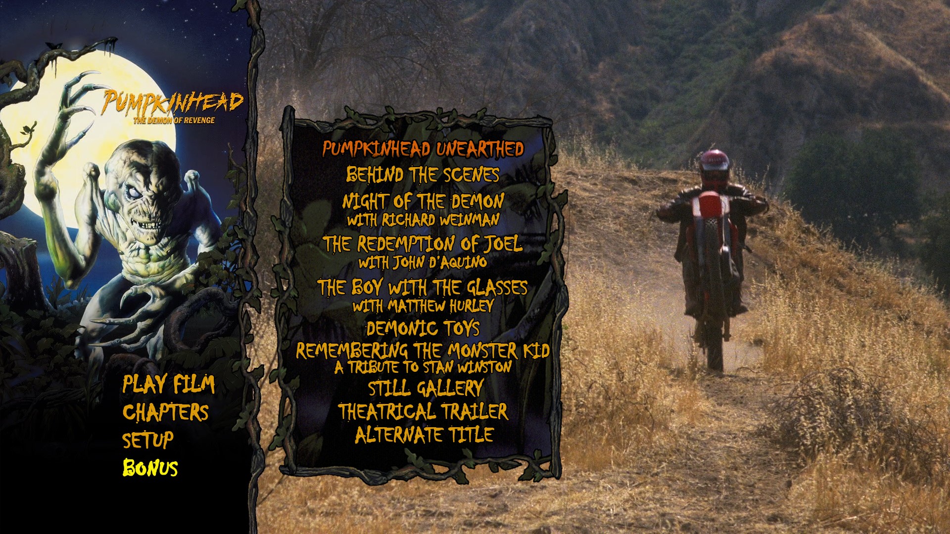 Pumpkinhead 4K extras menu