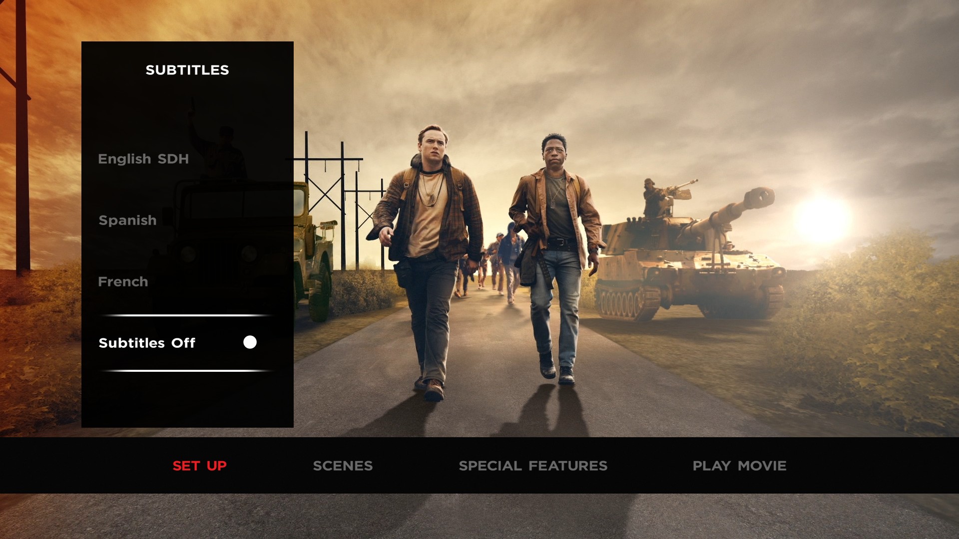 The Long Walk subtitles menu