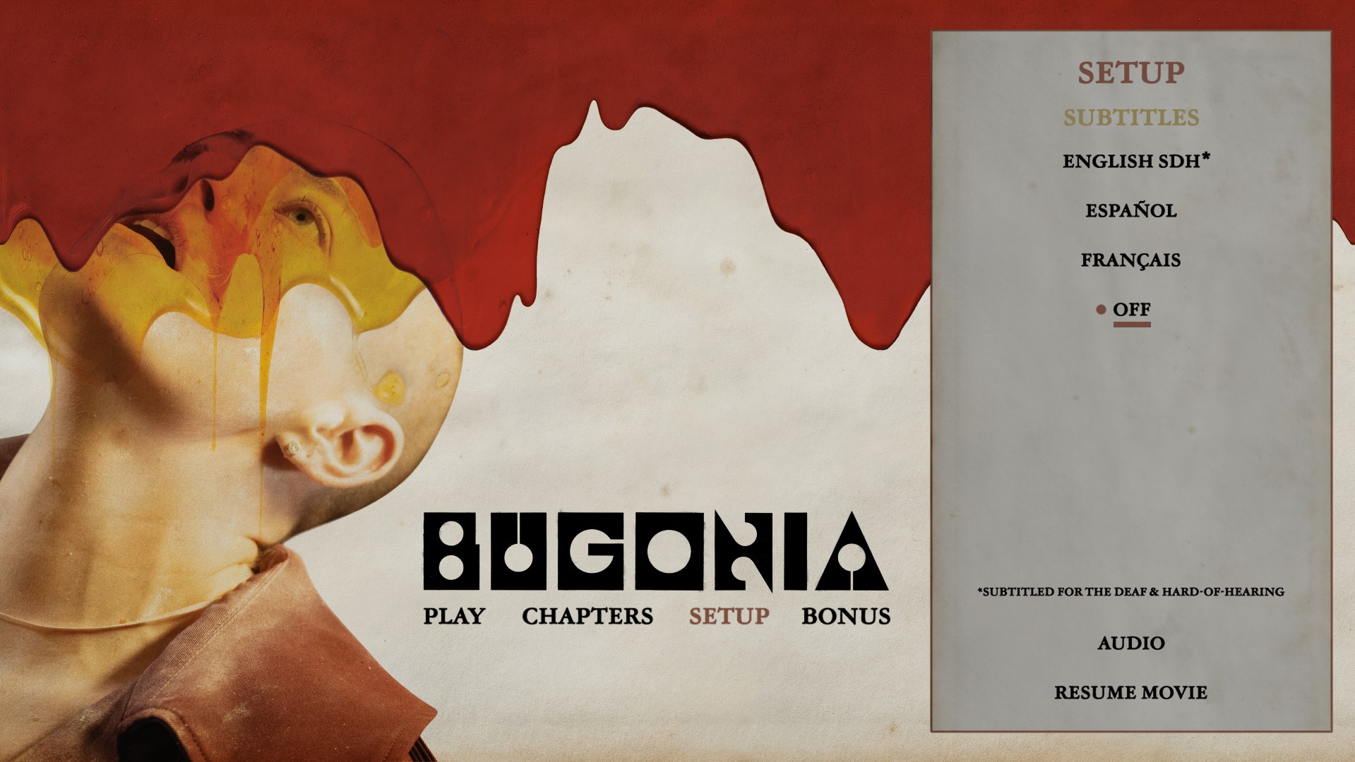 Bugonia 4K subtitles menu