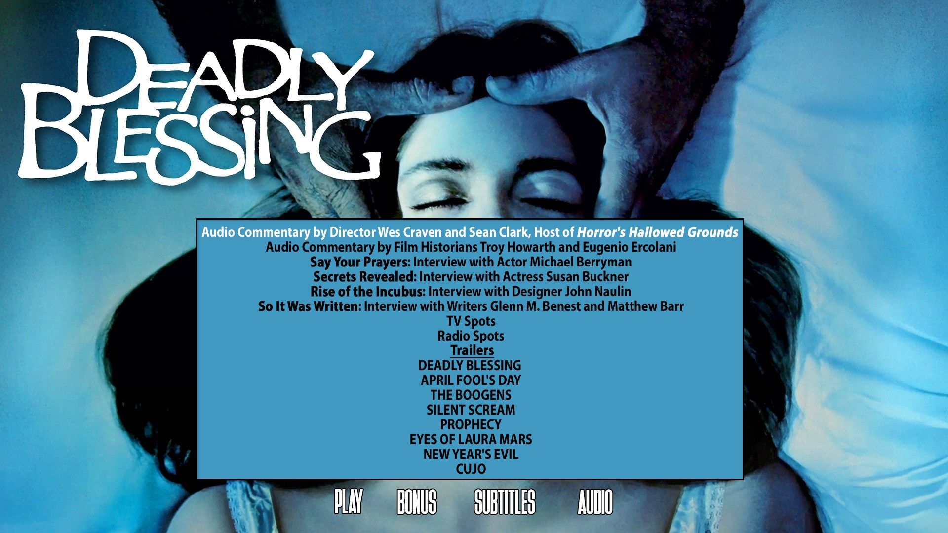 Deadly Blessing extras menu